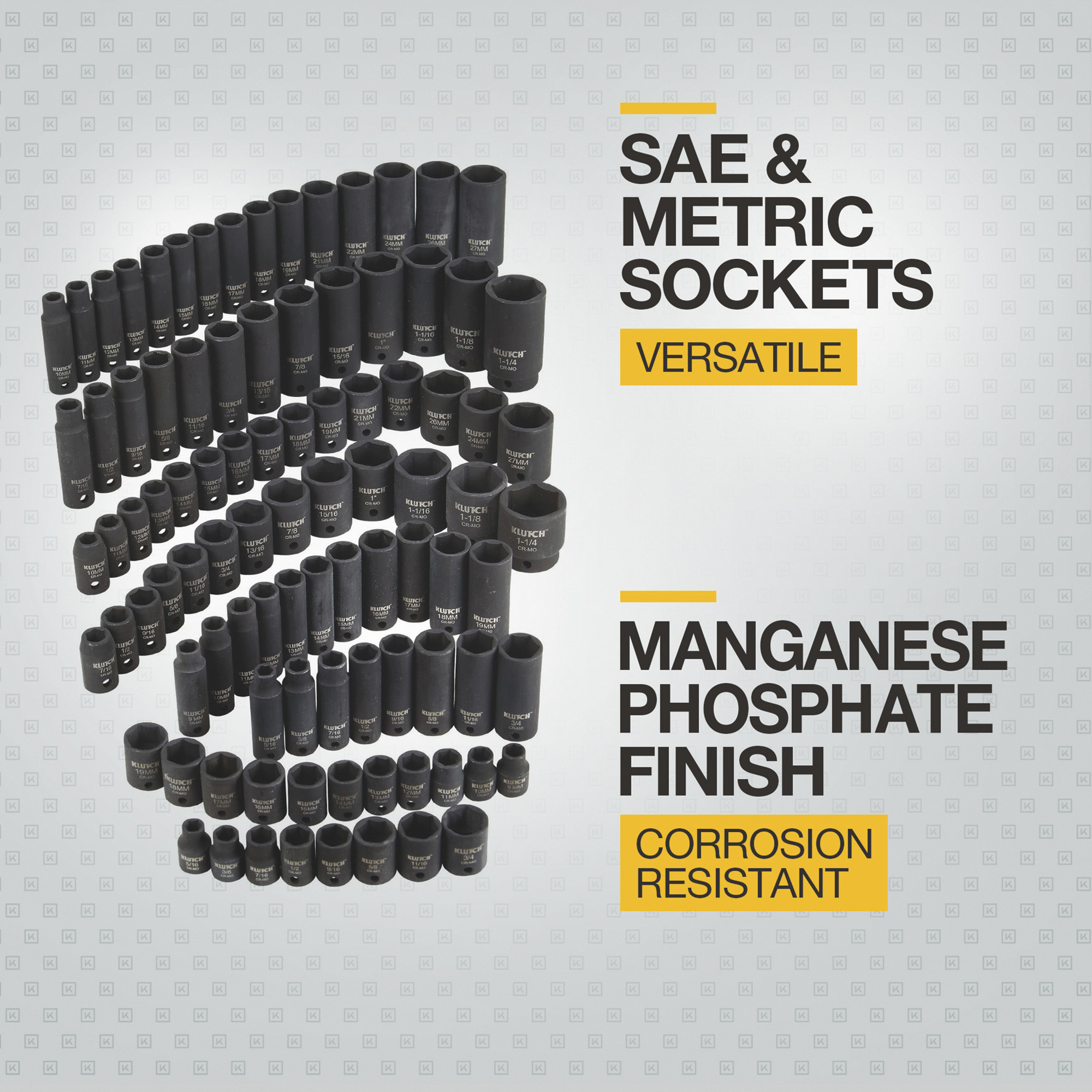 Klutch Impact Socket Set, 94-Pc. 3/8in.- & 1/2in.-Drive, SAE