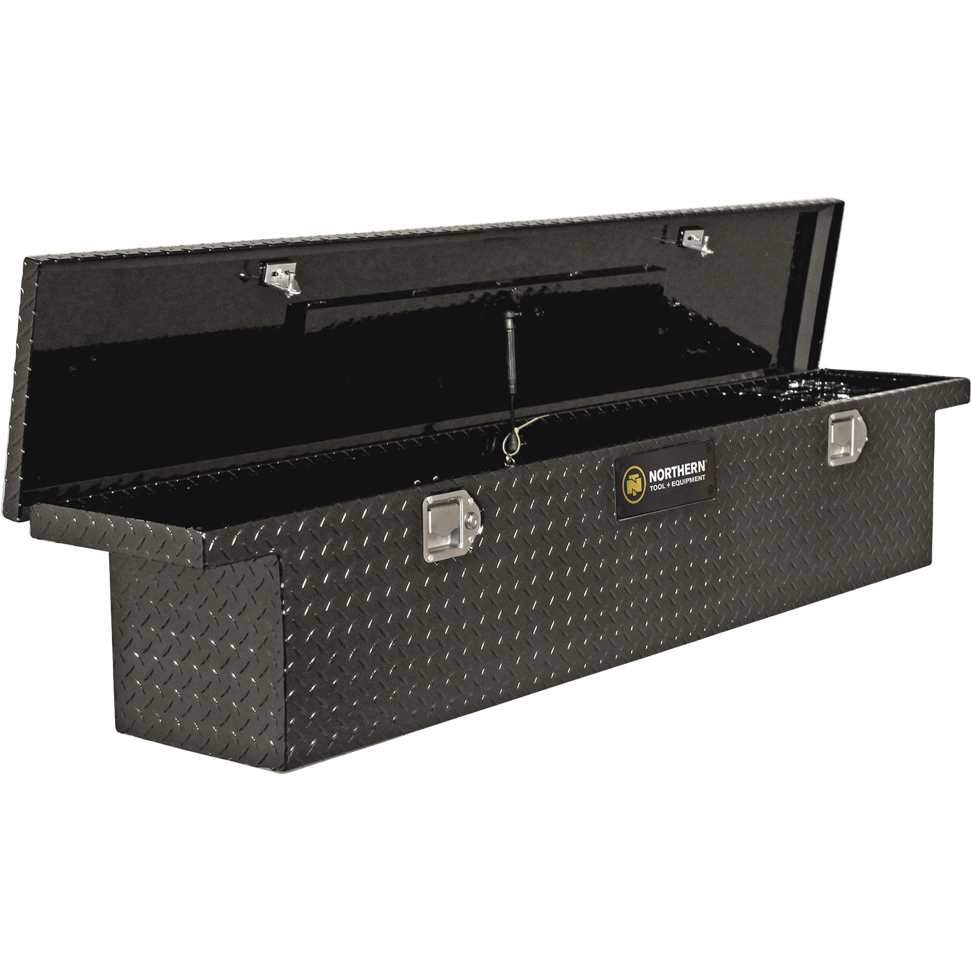Northern Tool Slim Low Profile Crossover Truck Tool Box - Aluminum, Gloss Black, Paddle Latches, 69in. x 12in. x 13in, Model#36212712