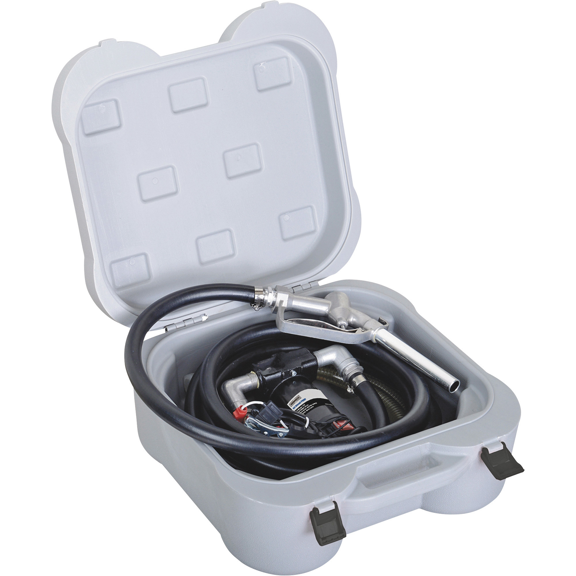 Roughneck Portable 12V Fuel Transfer Pump Kit — 10 GPM, Manual