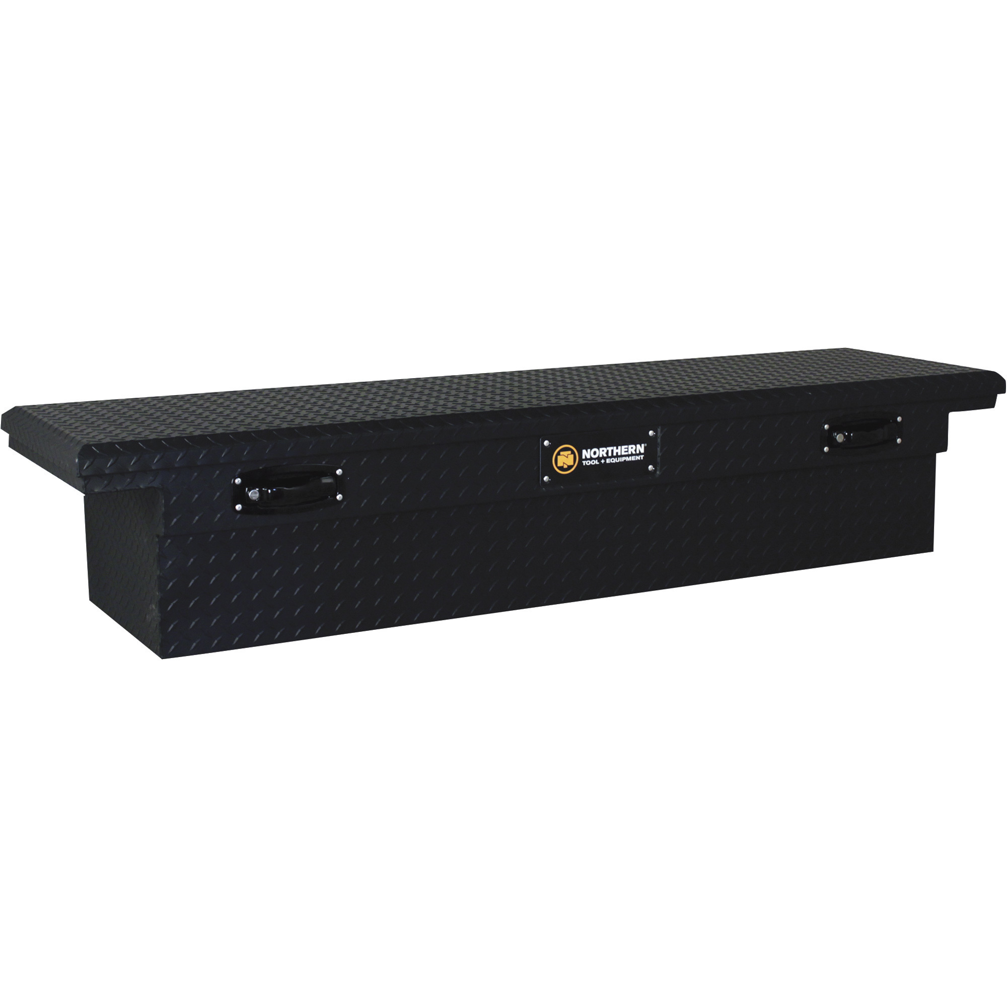 Northern Tool Low-Profile Crossover Truck Tool Box with Removable Tray,  Aluminum, Textured Matte Black, Pull Handle Latches, 69in. x 20in. x 13in.,  Model# 36212727