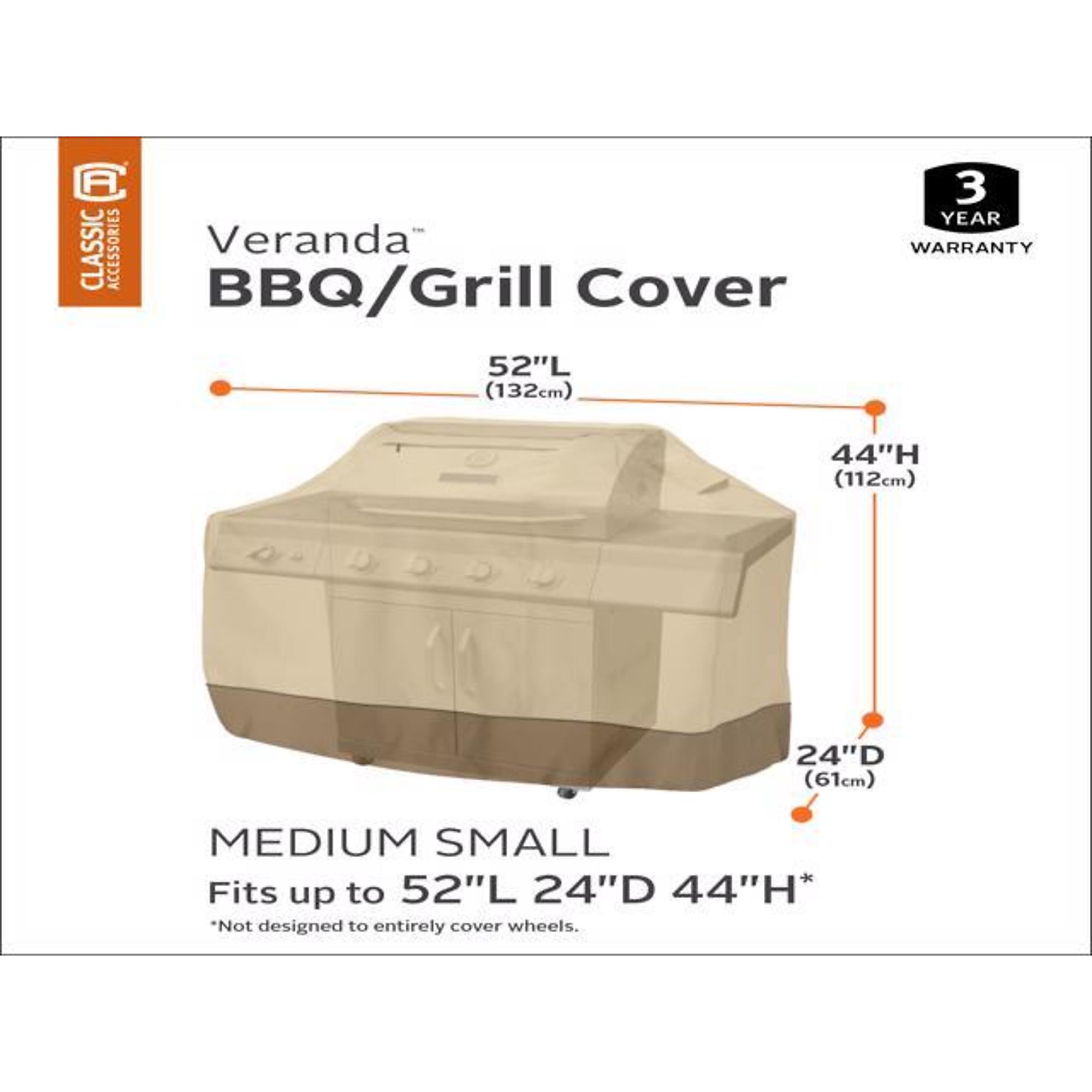 Classic Accessories Veranda Grill Cover, SM, Tan, Polyester, Model 55