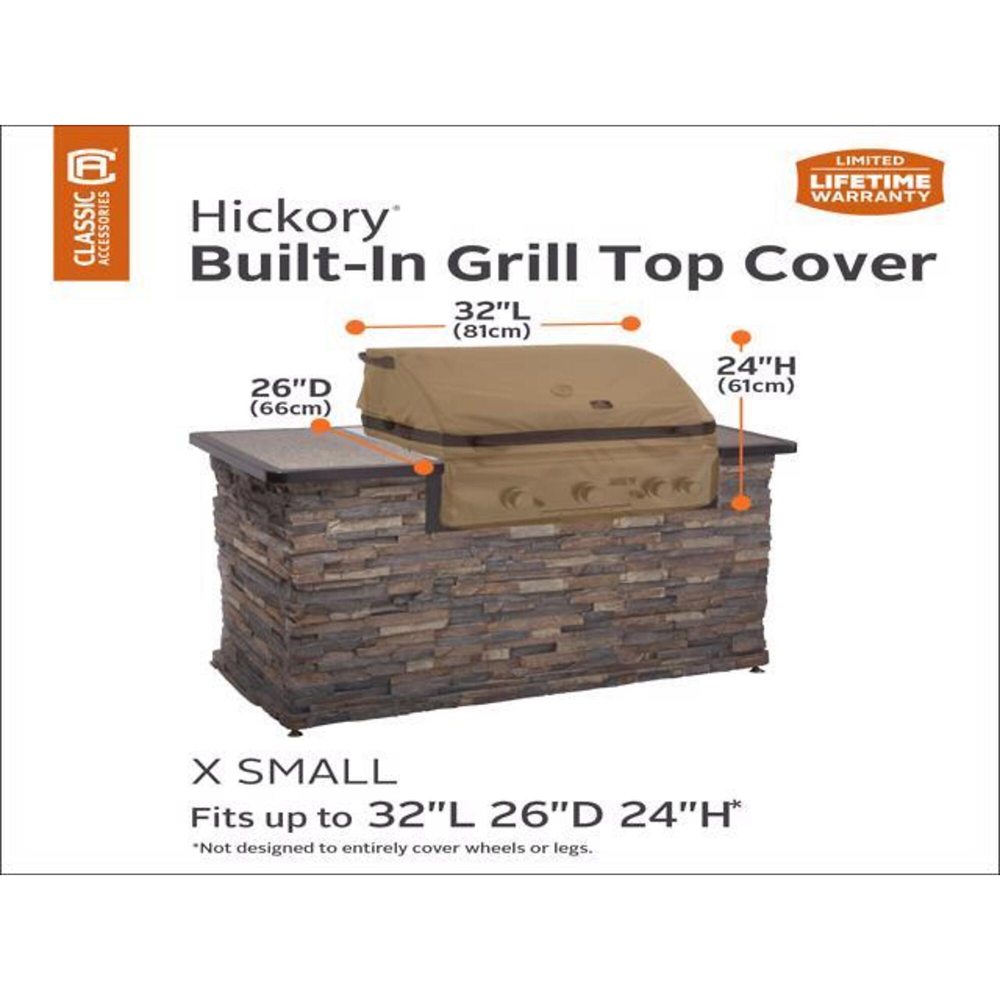 Classic Accessories Hickory BuiltIn BBQ Grill Top Cover, XS, Beige