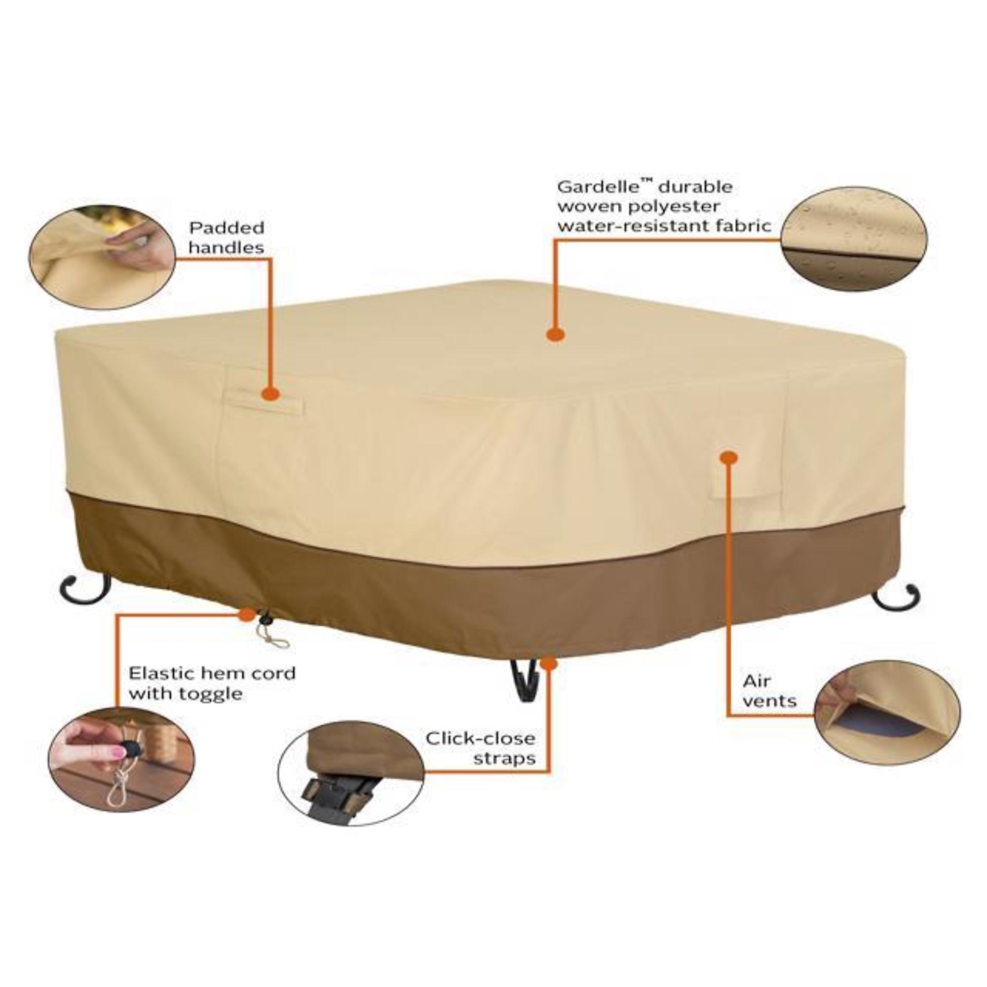 Classic Accessories Veranda 52in Square Fire Pit Table Cover Tan Polyester Model 55 620 1152