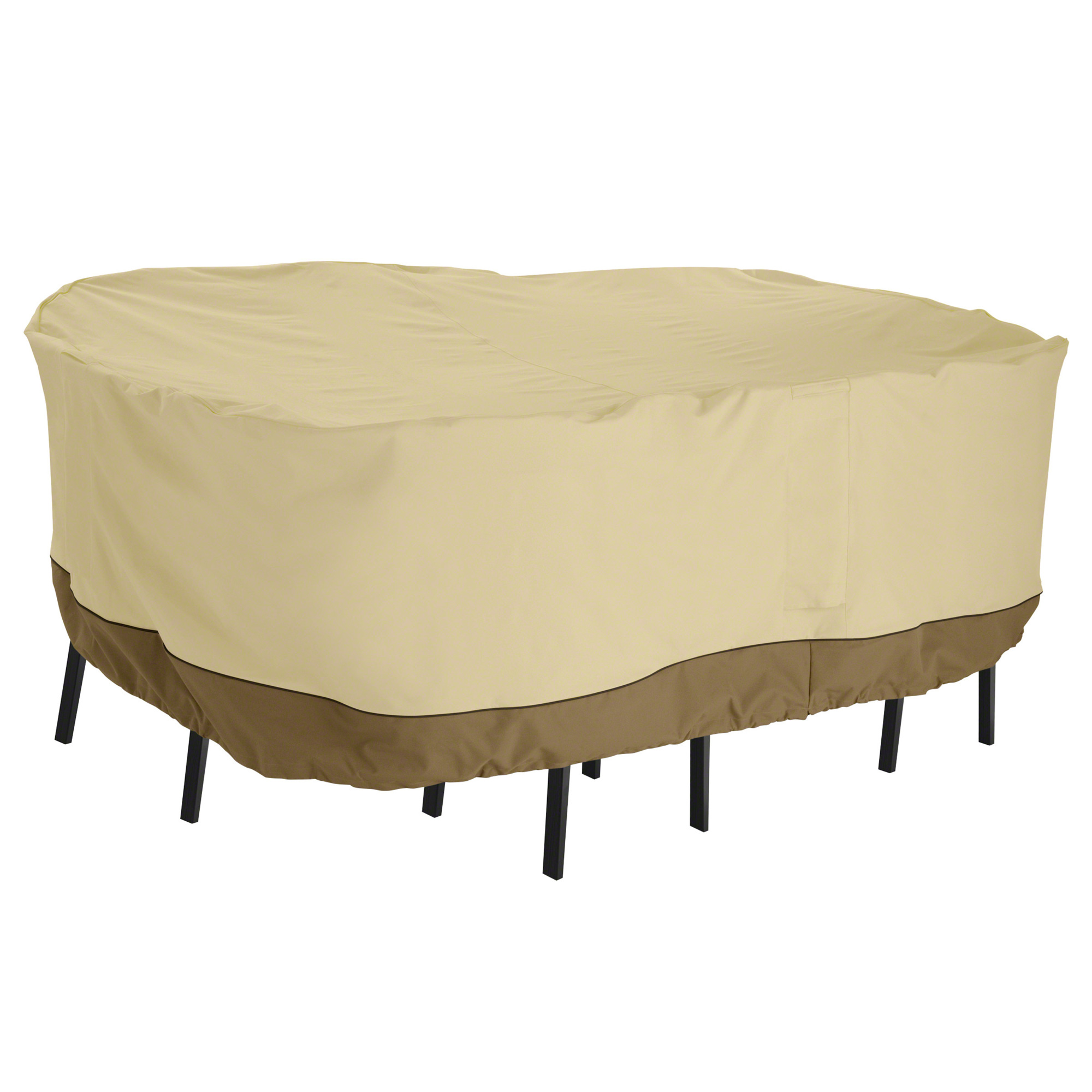 Classic Accessories Veranda Rectanglular Bar Table/Chairs Cover, L, Tan, Polyester, Model# 55-907-041501-00
