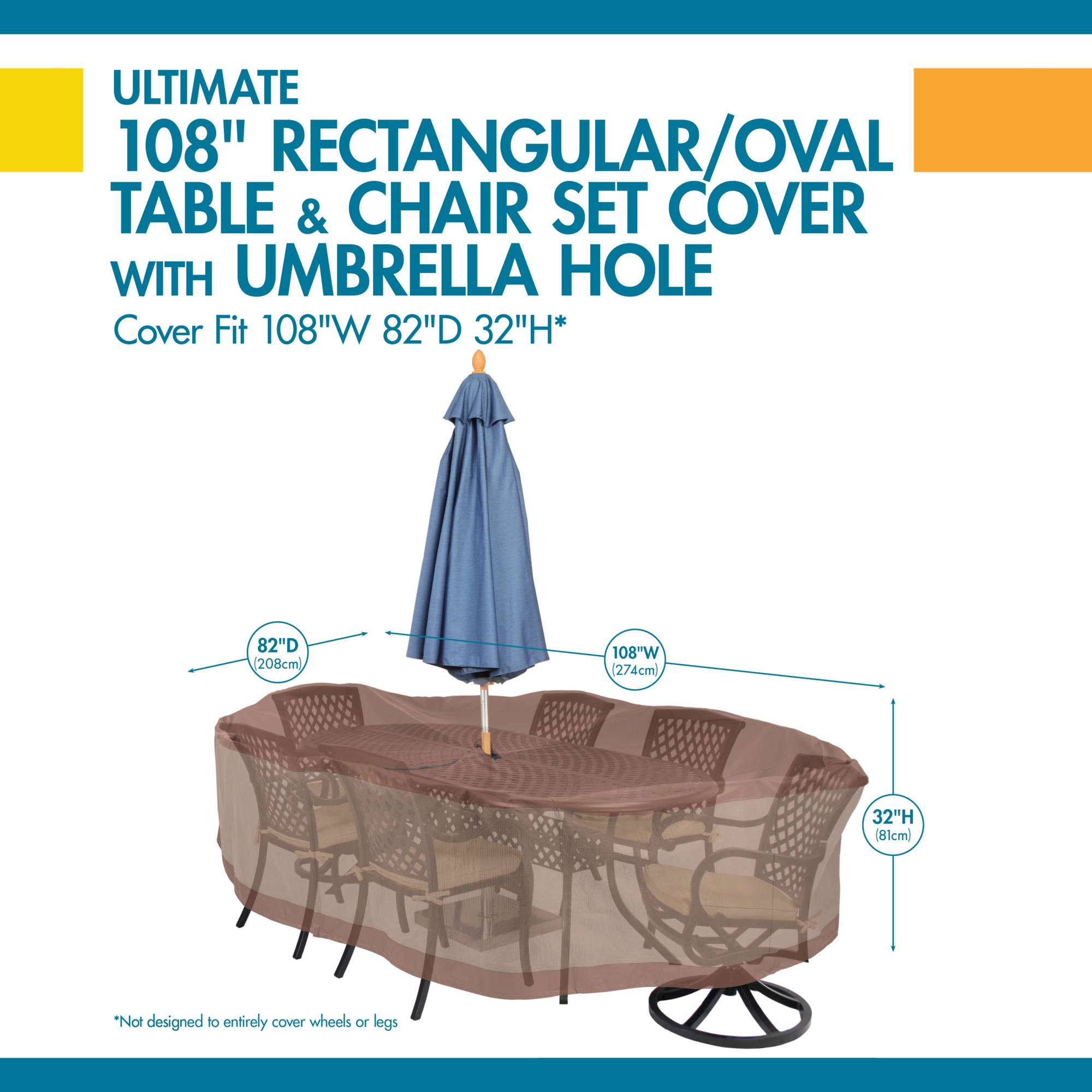 Classic Accessories Ultimate 108in. Table and Chair Cover, Beige ...