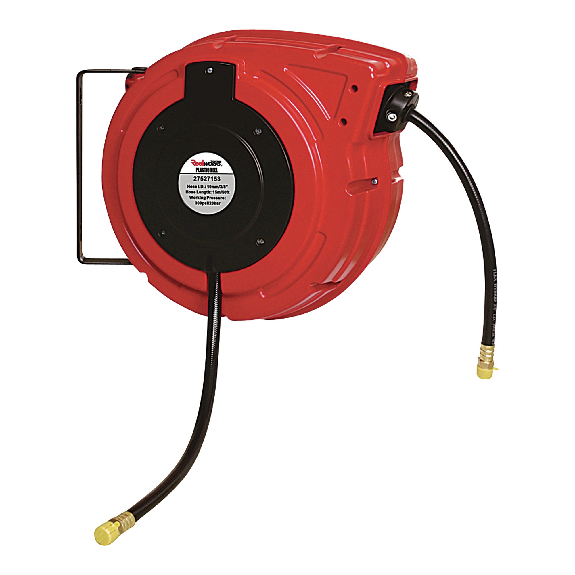 Ironton Auto Rewind Air Hose Reel - with 3/8in. x 50ft. Hybrid Polymer Hose, Max. 300 PSI