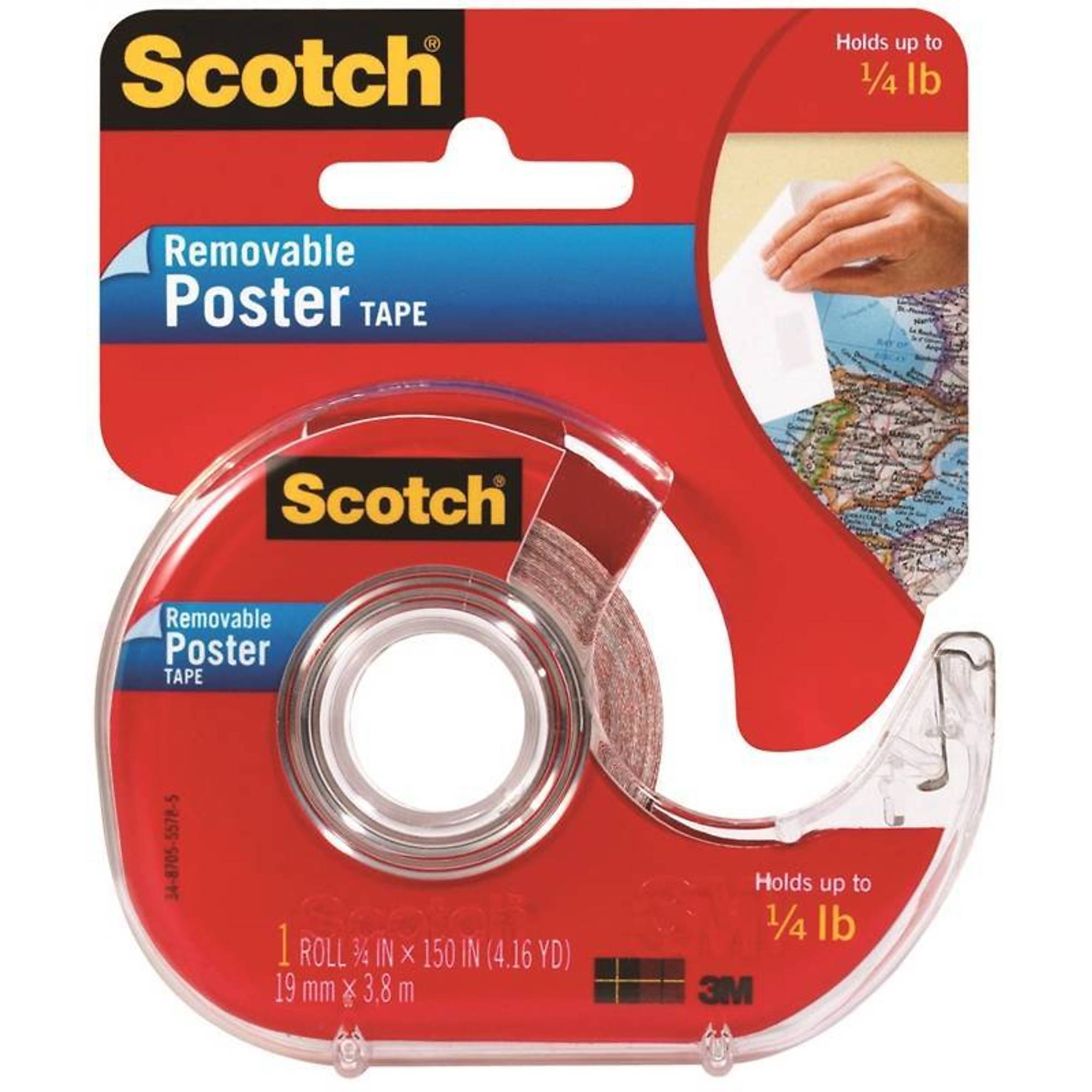 3M TAPE POSTER DBL STCK 3/4X150in., Size 150 IN, Color Clear, Usage For mounting lightweight items to walls, Model# 109-6