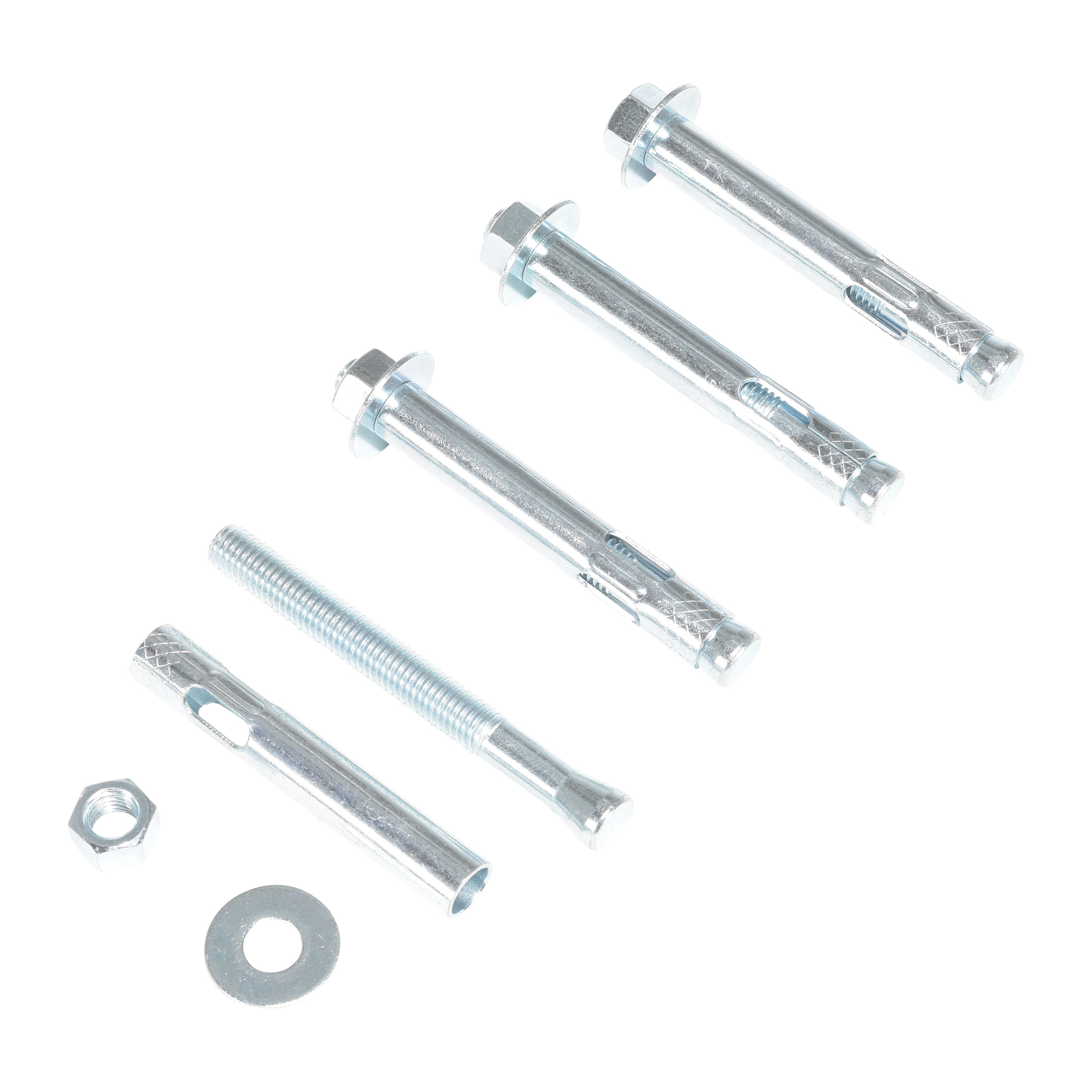 Vestil Steel Concrete Anchor Bolts - 0.375in. x 4in., Zinc-Plated, 4-Pack, Model# AS-584-4PK