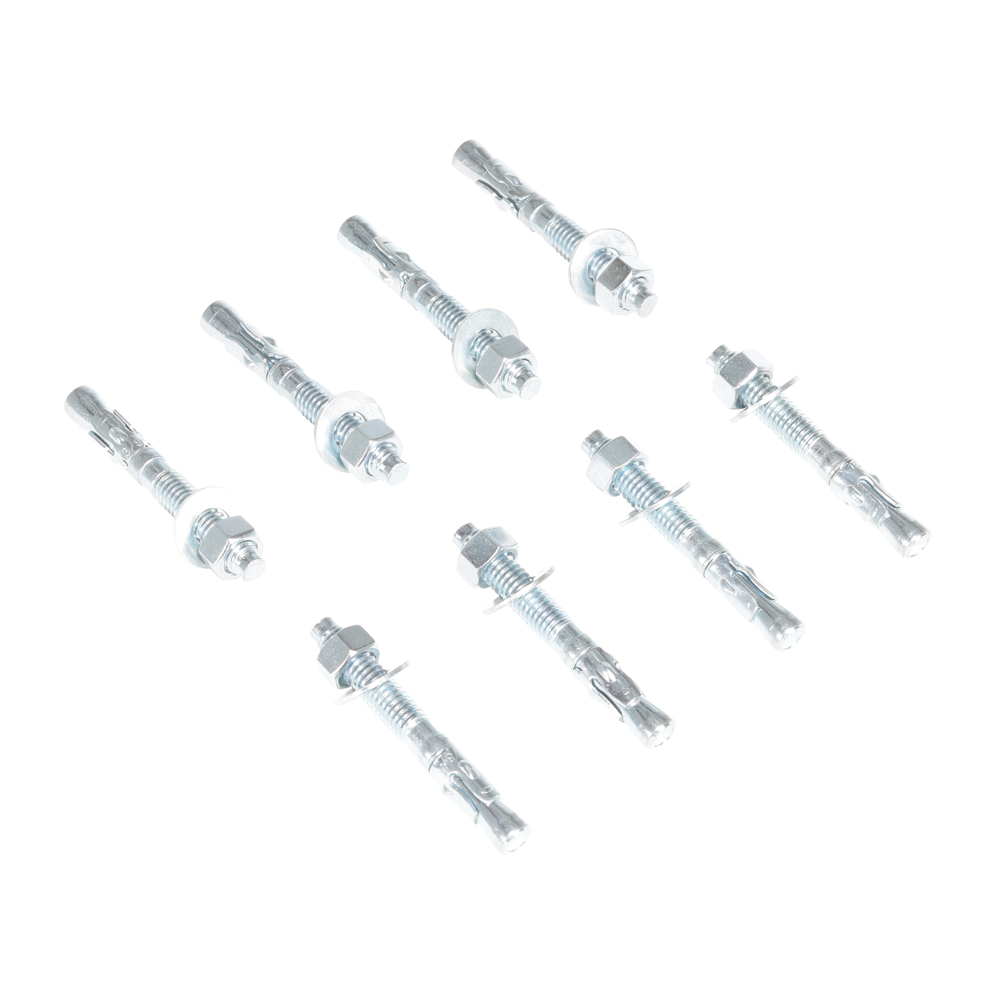Vestil Steel Concrete Anchor Bolts - 0.375in. x 3in., Zinc Plated, 8 Pk, Model# AS-383-8PK