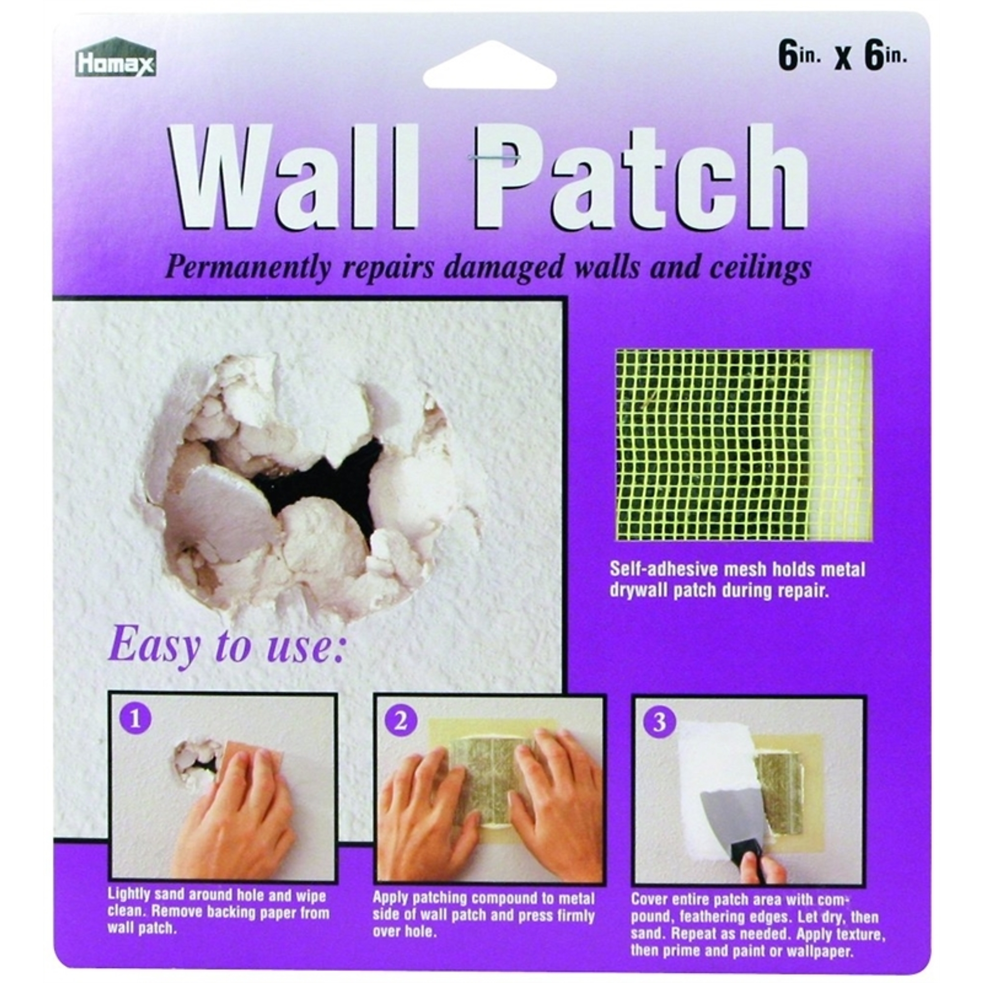 Homax PATCH REPR WALL GALV STL 6X6in., Product Type Wall Patch, Model ...