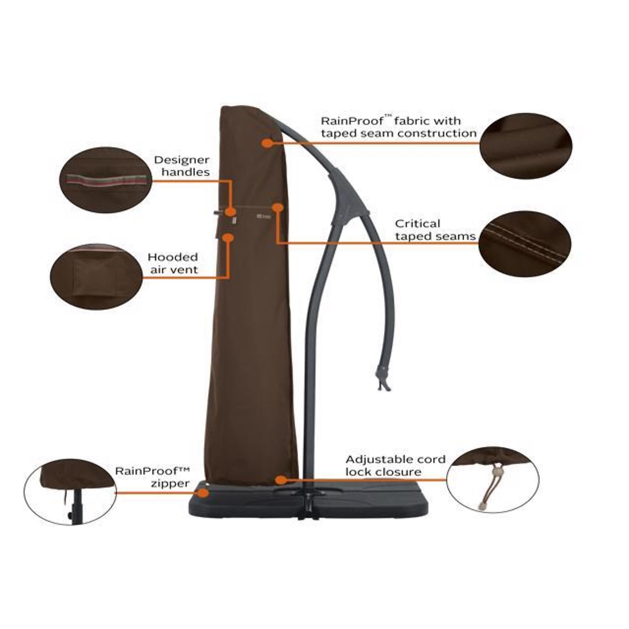 Classic Accessories Madrona Offset Umbrella Cover, Brown, Polyester, Model 55724016601RT