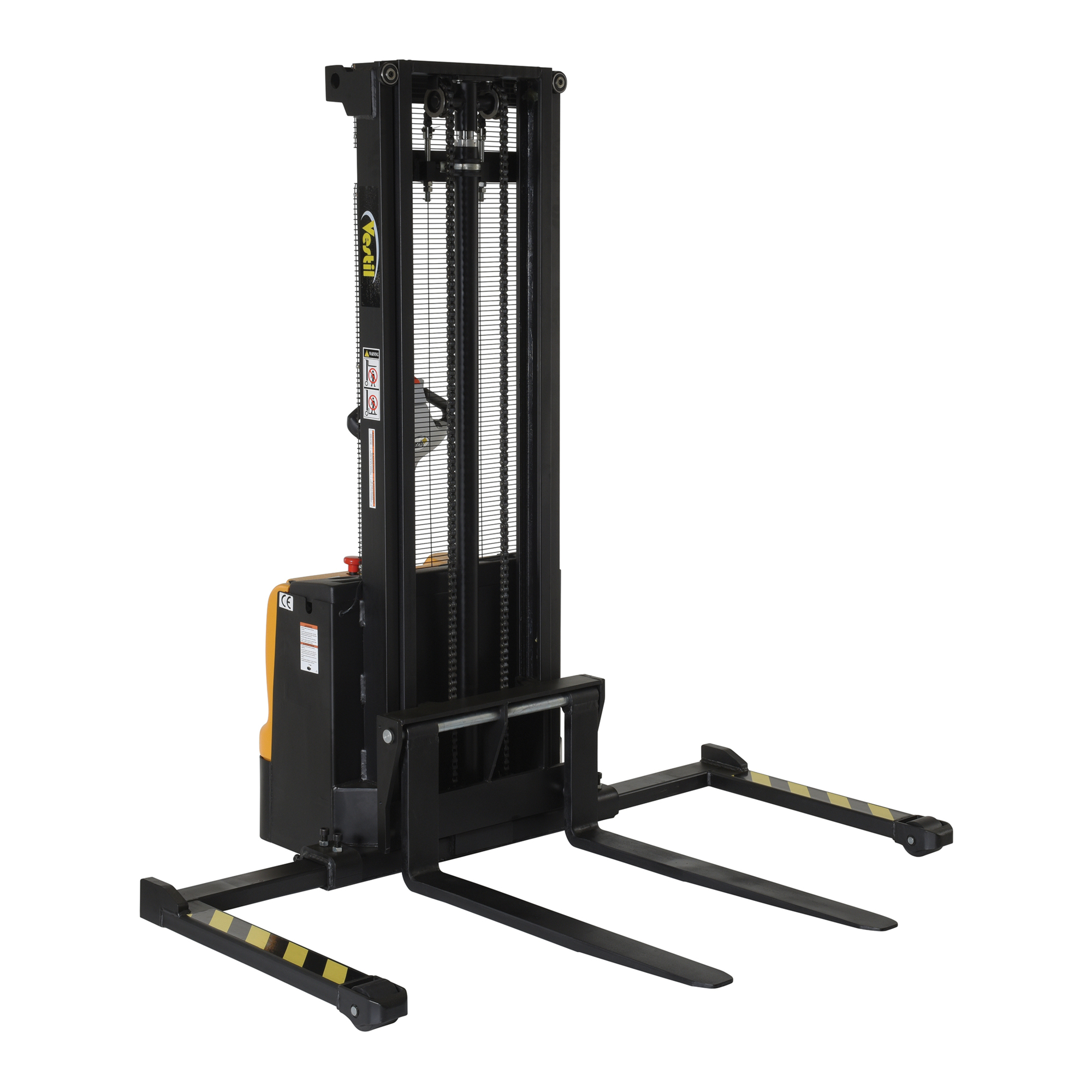 Vestil Steel Adjustable Double Mast Stacker 125 In. Raised Height 2200 Lb. Capacity Black / Yellow