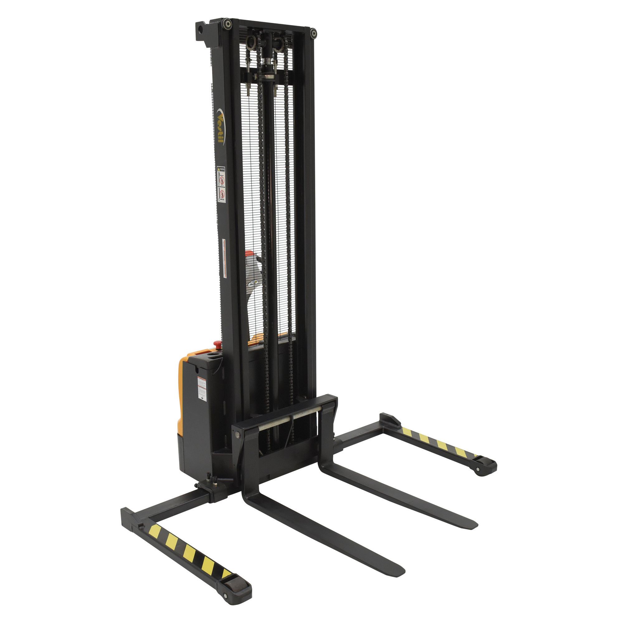 Vestil Steel Adjustable Double Mast Stacker 150 In. Raised Height 2200 Lb. Capacity Black / Yellow