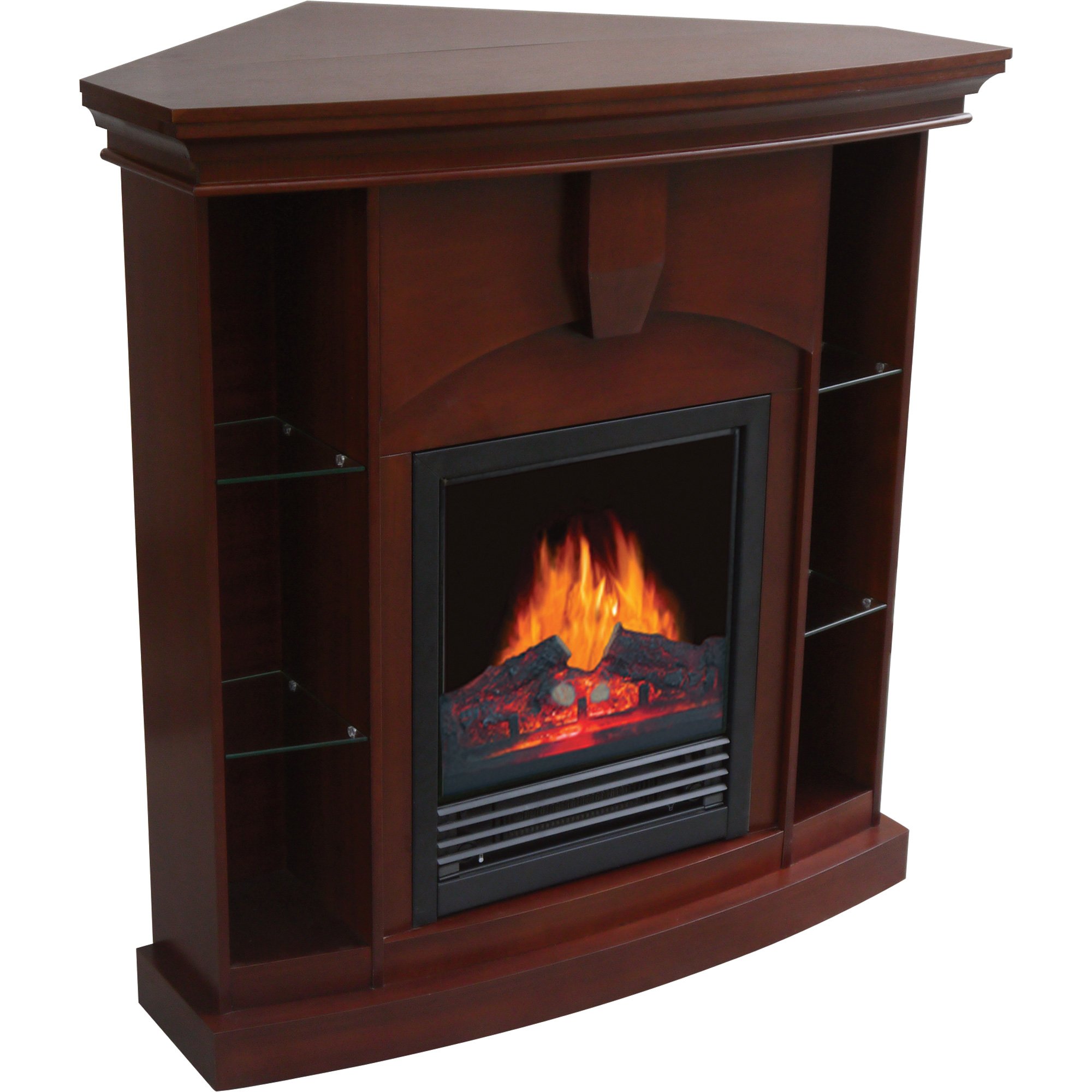 Stonegate Electric Corner Fireplace with Shelves — 5115 BTU