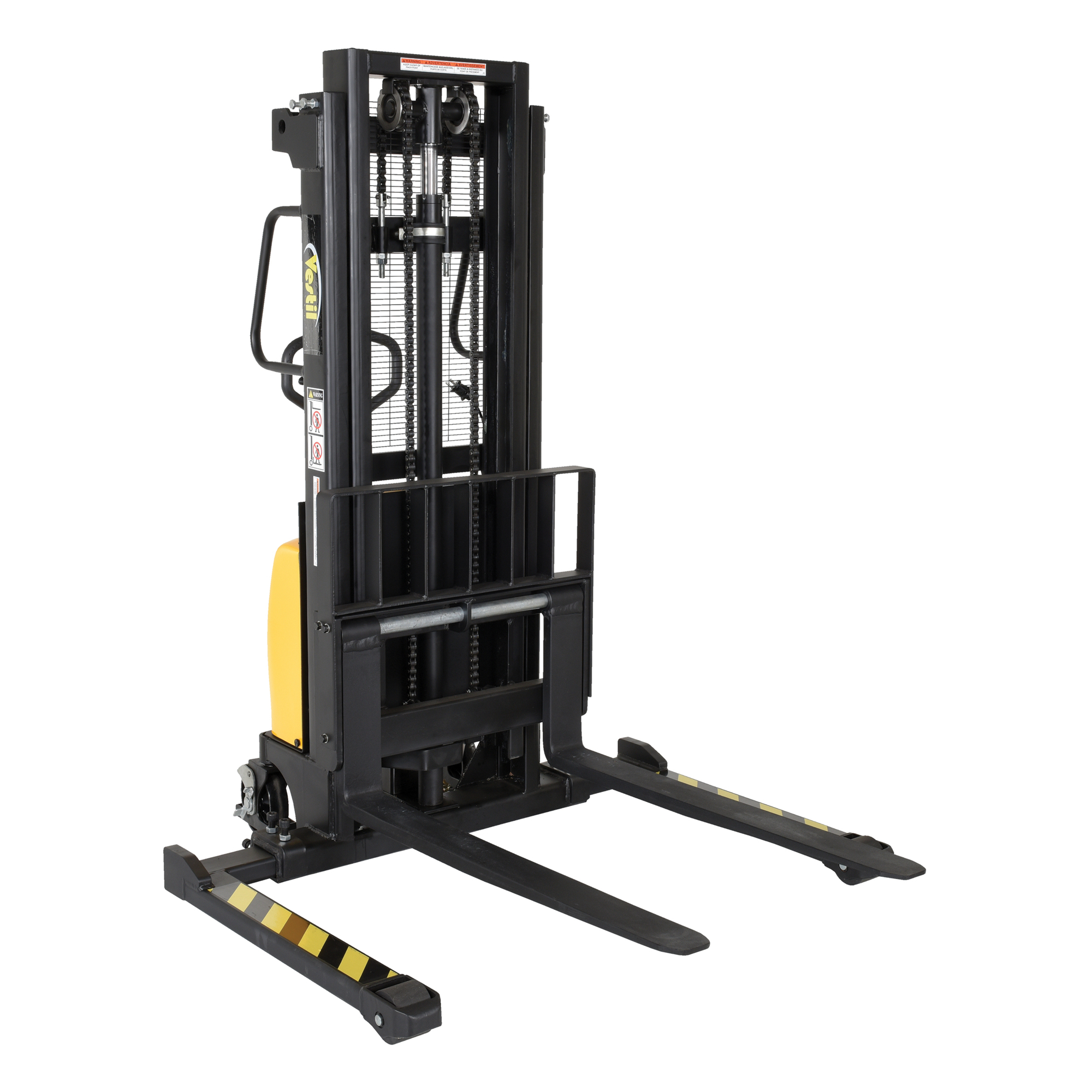 Vestil Hand Pump DC Powered Stacker - 2000-Lb. Capacity, 98in. Raised Height, Adjustable Forks, Model# SE/HP-98-AA