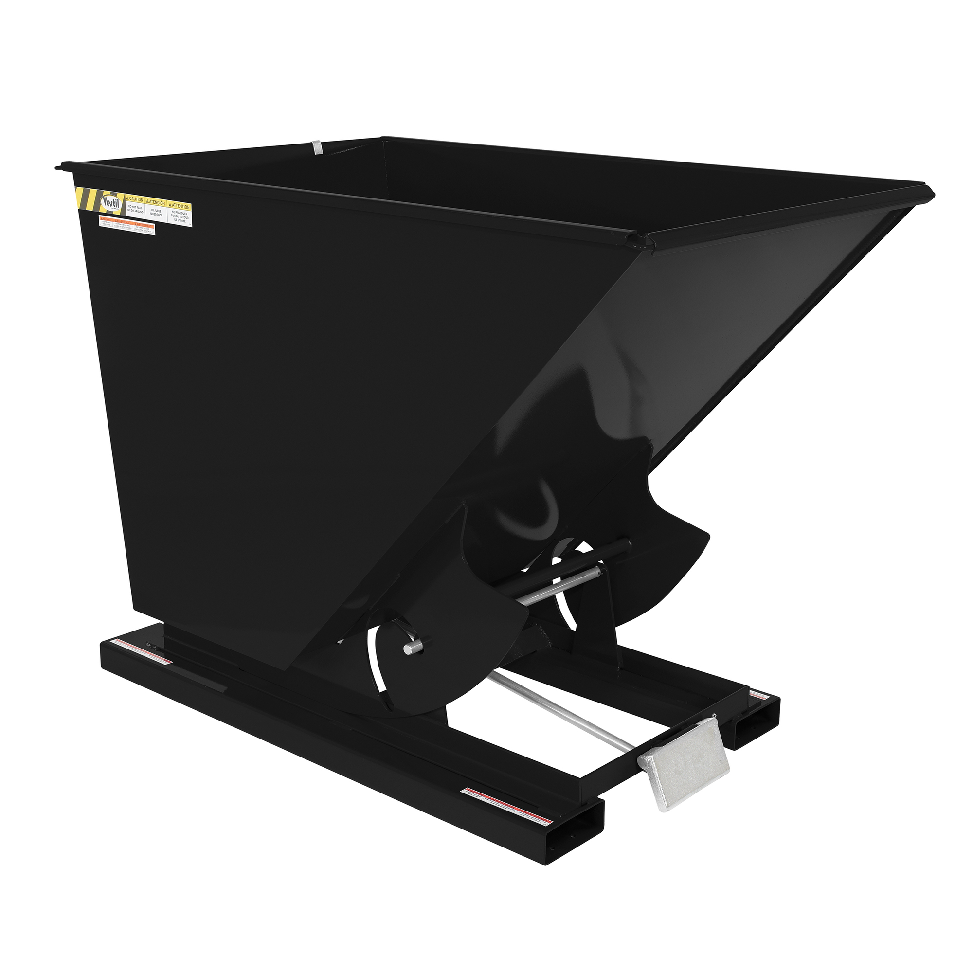 Vestil Self-Dump Hopper, Capacity 6000 lb, Volume 1.5 yd³, Color Black,  Model# D-150-HD-BLK-SG