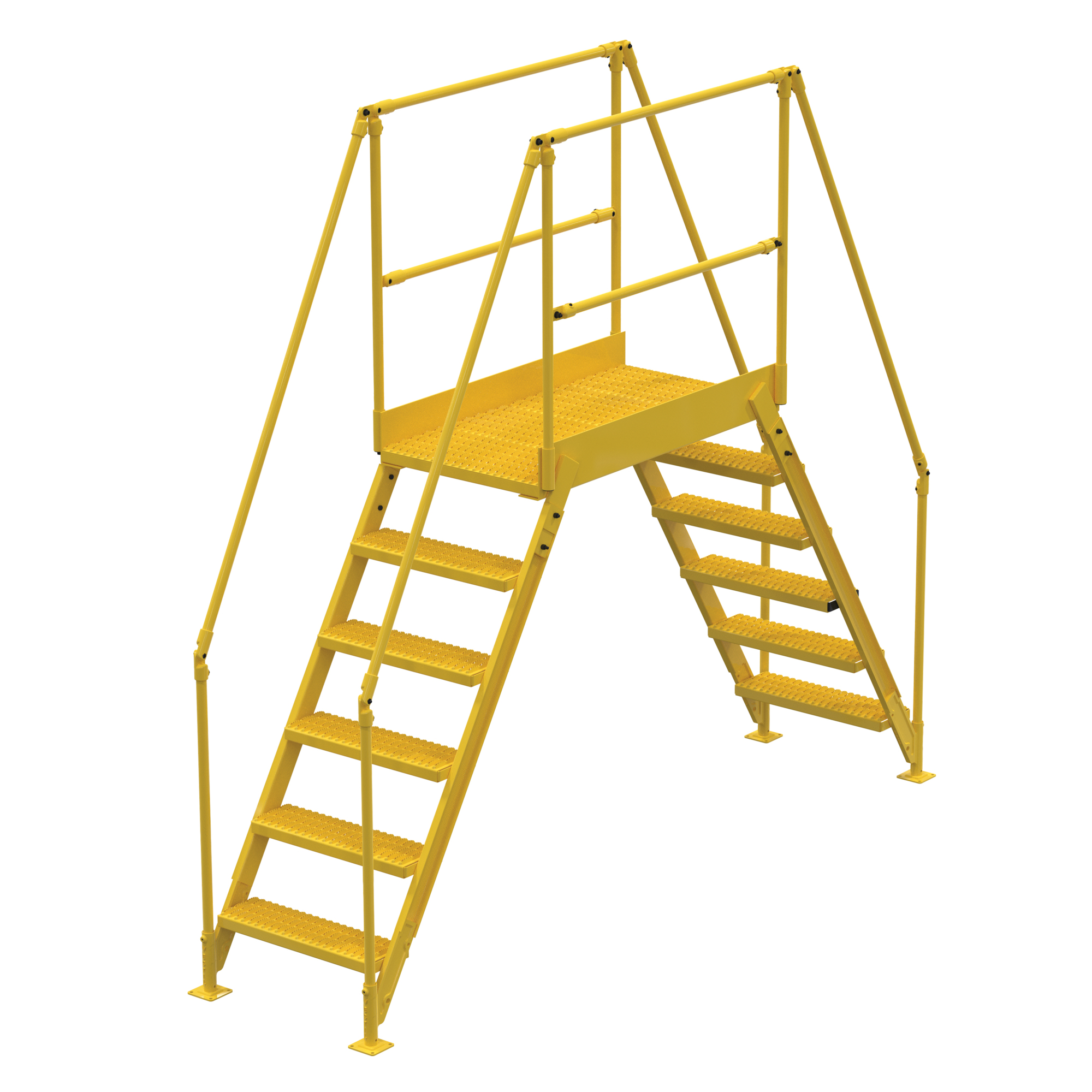 Vestil Steel Crossover Ladder 6 Step 23.5 In. x 48 In. 500 Lb. Capacity Yellow