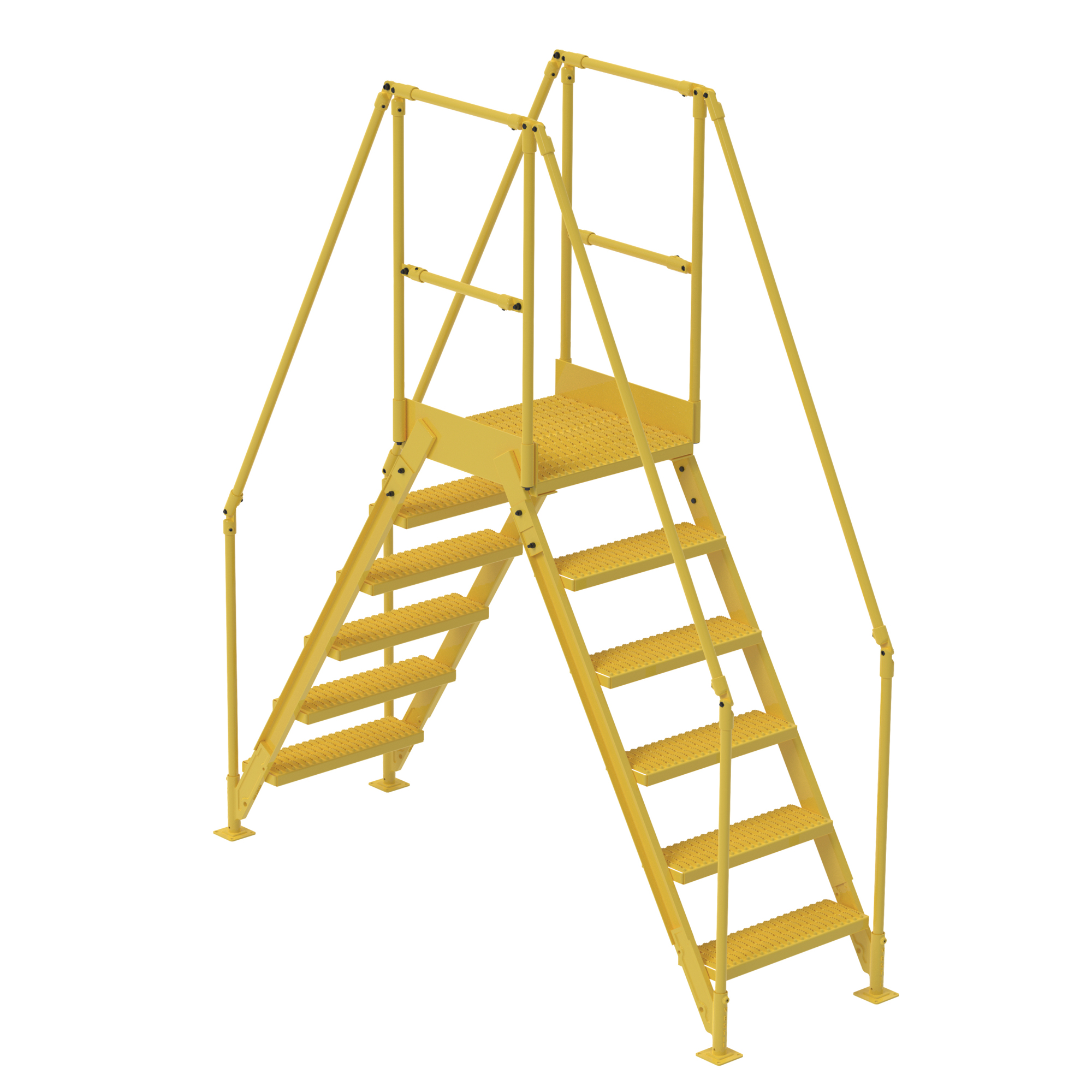 Vestil Crossover Ladder - 6 Steps, 23.5in. x 24in., 500-Lb. Capacity, 58.25in. Clearance Height, Powder-Coated Steel, Model# COL-6-56-14