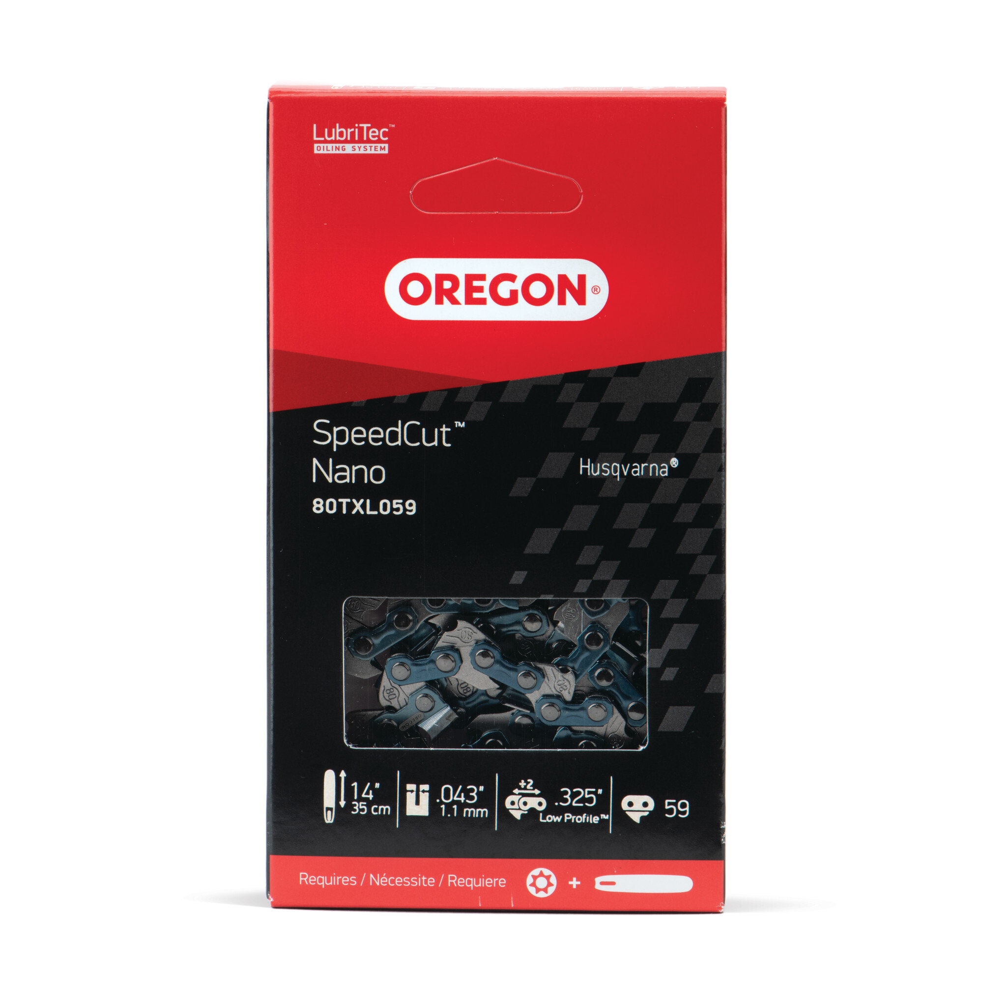 Oregon, SpeedCut Nano Chainsaw Chain, Bar Length 14 in, Chain Pitch 0.325 in, Model# 80TXL059G