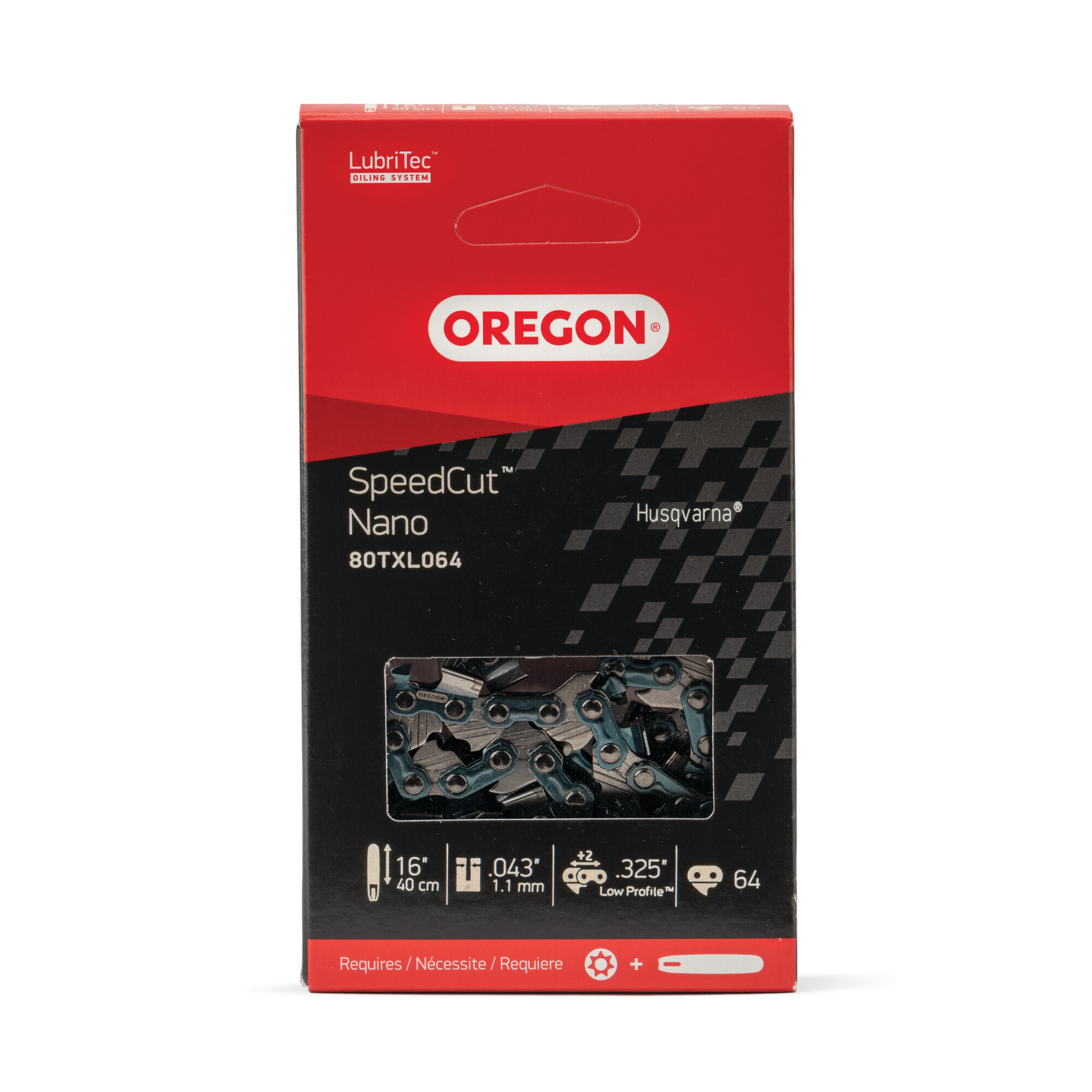 Oregon, SpeedCut Nano Chainsaw Chain, Bar Length 16 in, Chain Pitch 0.325 in, Model# 80TXL064G