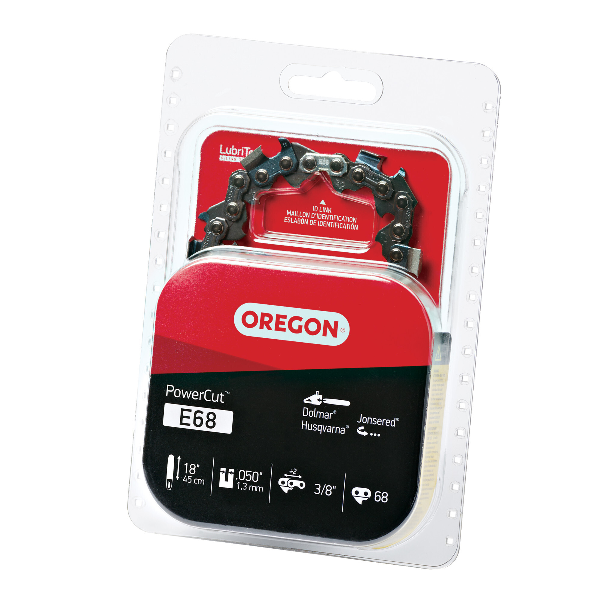 Oregon, PowerCut Chainsaw Chain, Bar Length 18 in, Chain Pitch 0.325 in, Model# E68