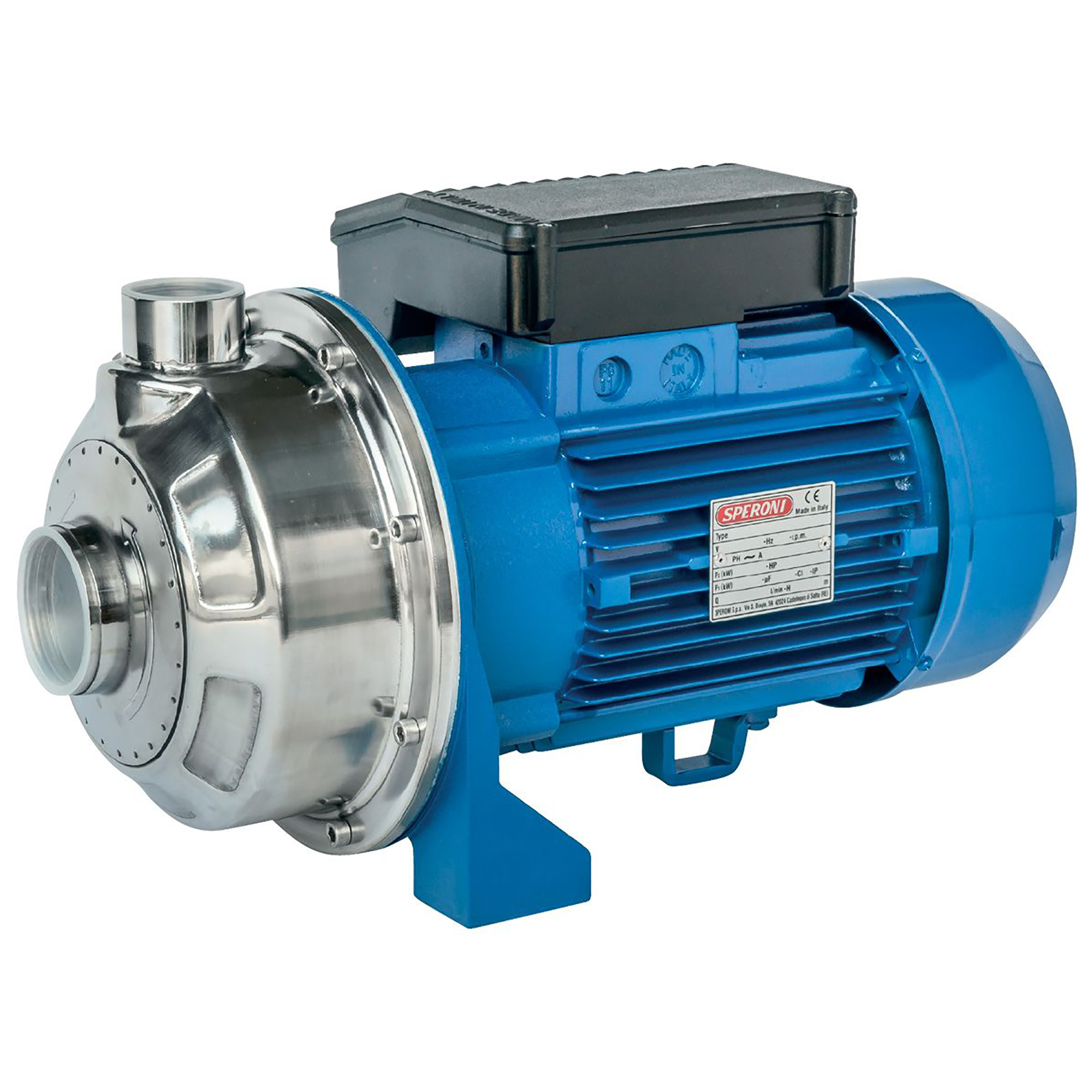Speroni, Single Impeller-Stainless Steel Centrifugal Water Pump, Max. Flow 6300 GPH, Horsepower 1-1/2 HP, Port Size 1.25 in, Model# CMX 160/1.1  SP 1 PH 220 60HZ