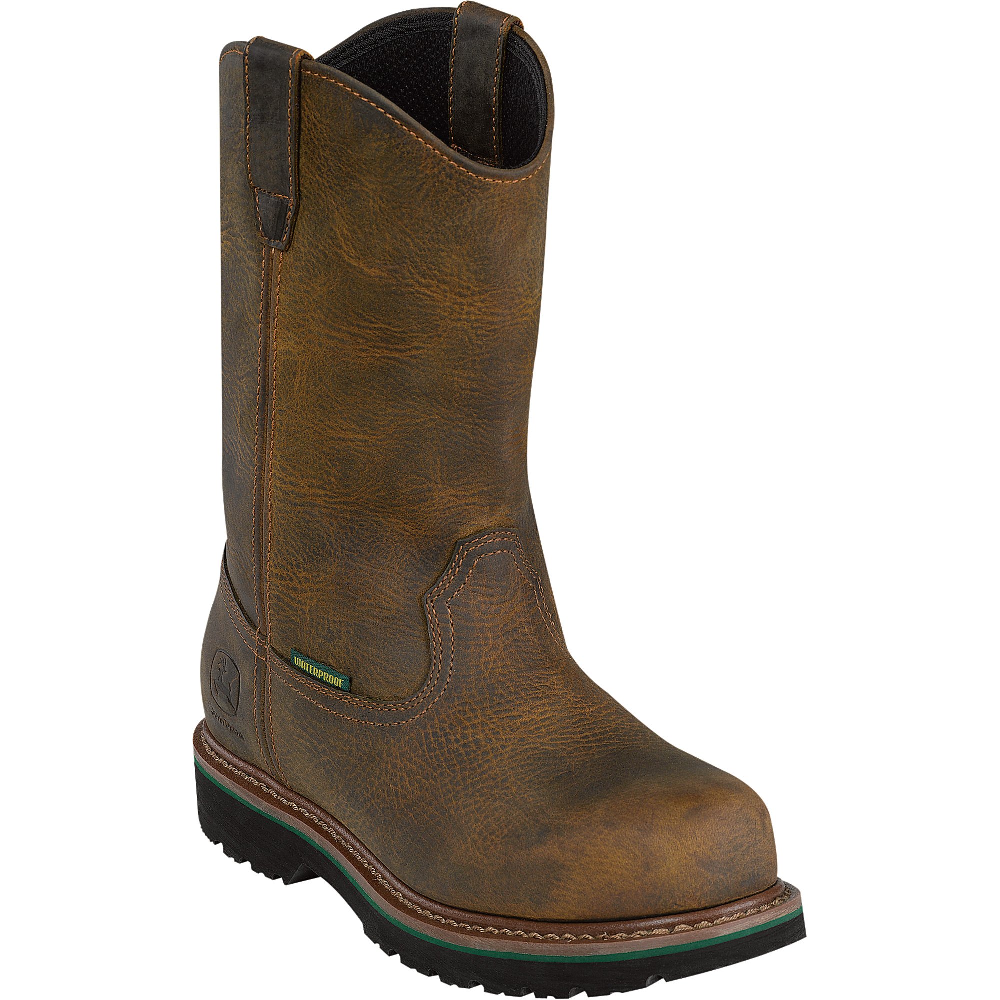 John Deere 10in. Weatherproof Steel Toe Pull-On Boot — Aged Oak, Size