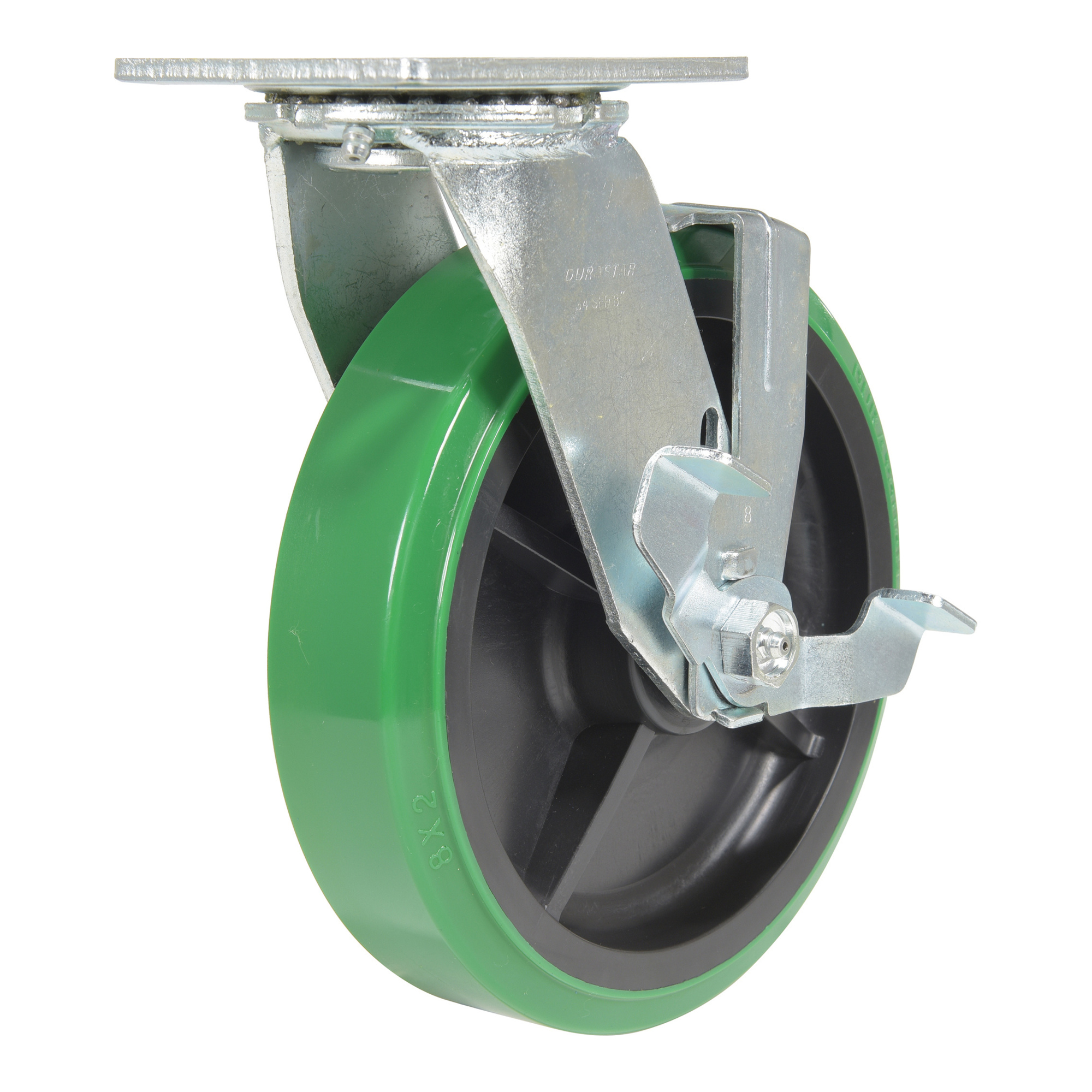 Vestil Polyurethane Swivel Caster with Brake - 8in. x 2in., 1000-Lb ...
