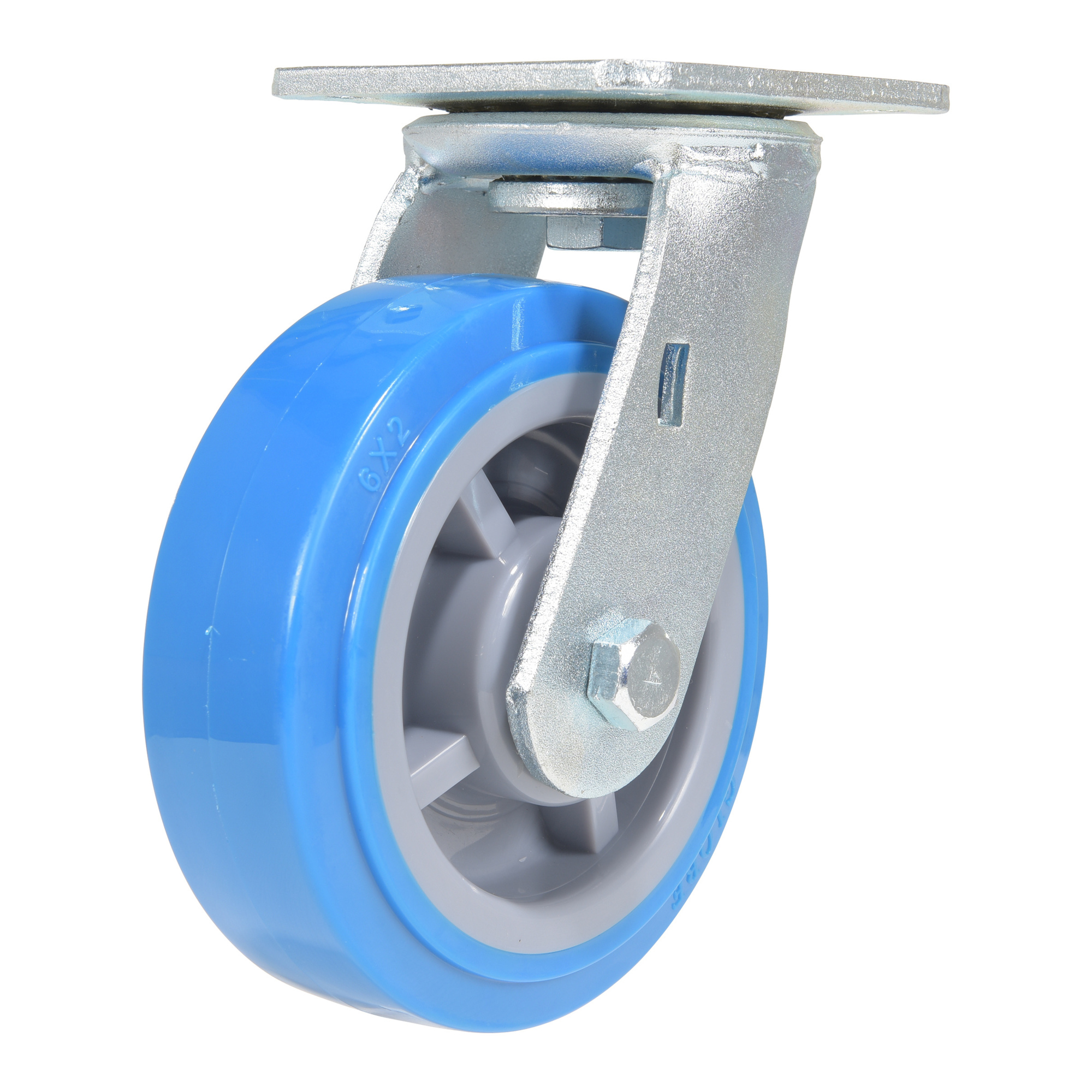 Vestil Polyurethane Swivel Caster - 6in. x 2in., 903-Lb. Capacity, Non-Marking, Zinc Plated, Model# CST-KB-6X2PUP-S