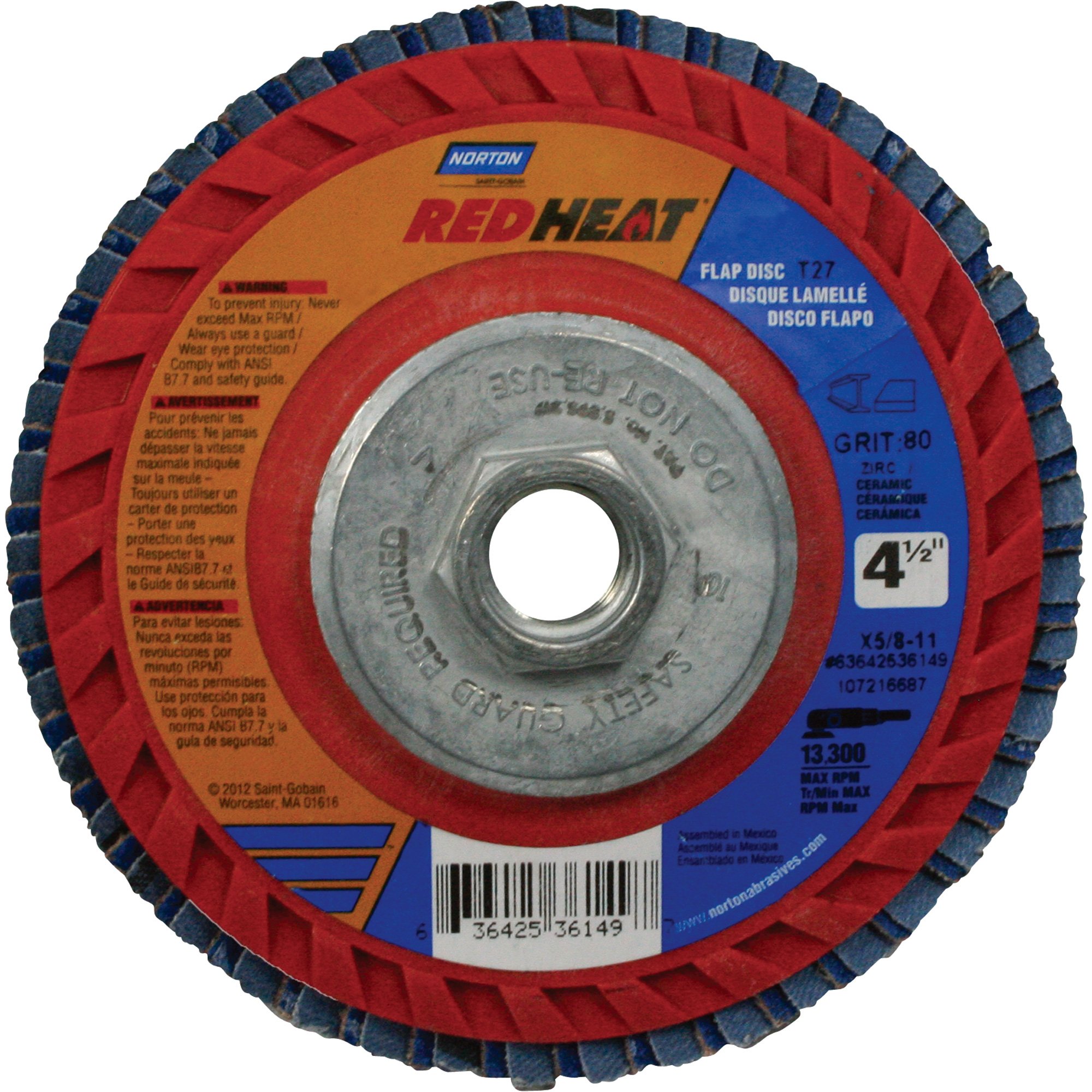 Norton Redheat Ceramic 4.5-in 80-Grit Flap Disc