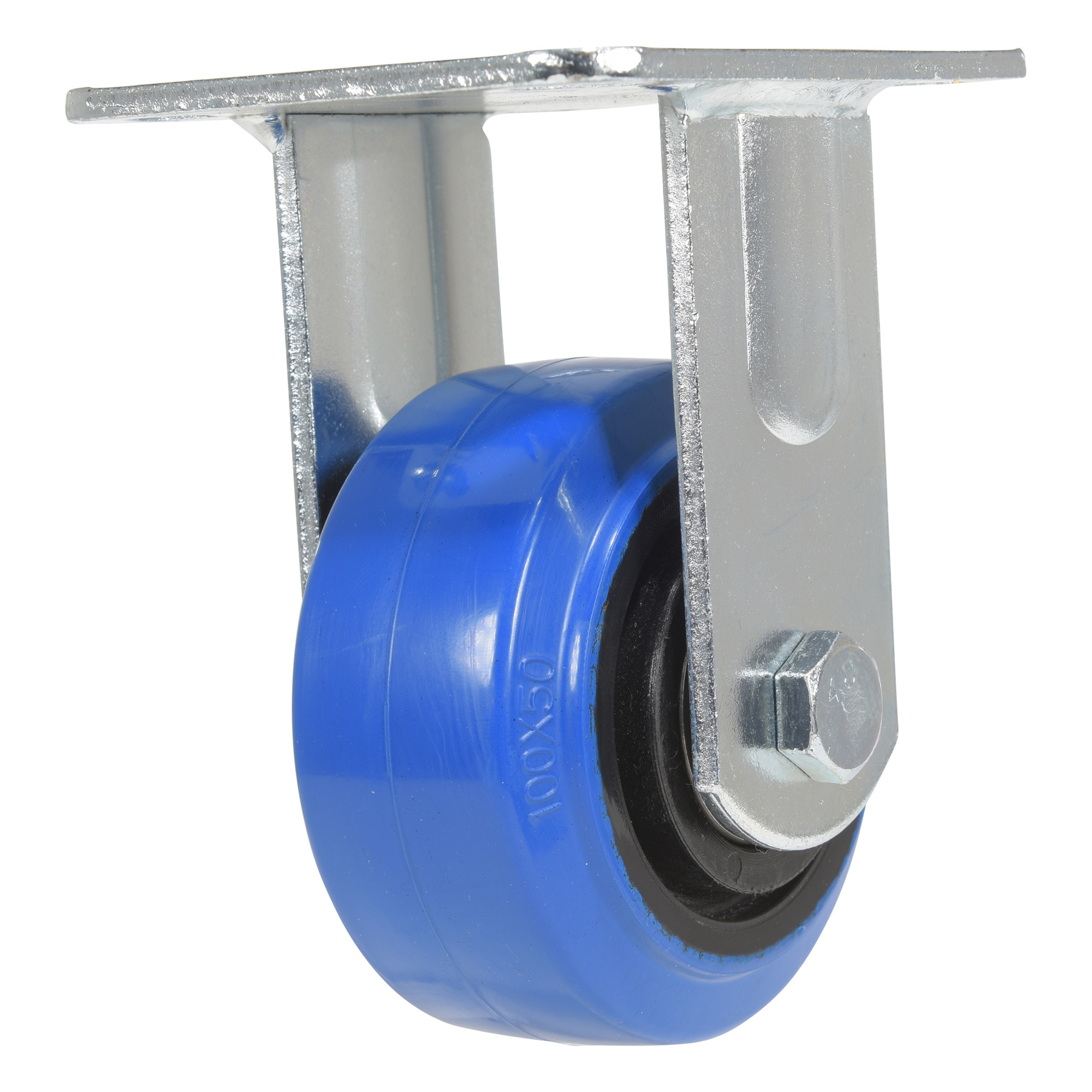 Vestil Rigid Caster - 4in. Wheel Diameter, Elastic Rubber, Zinc-Plated, Model# CST-BB-4X2ER-R