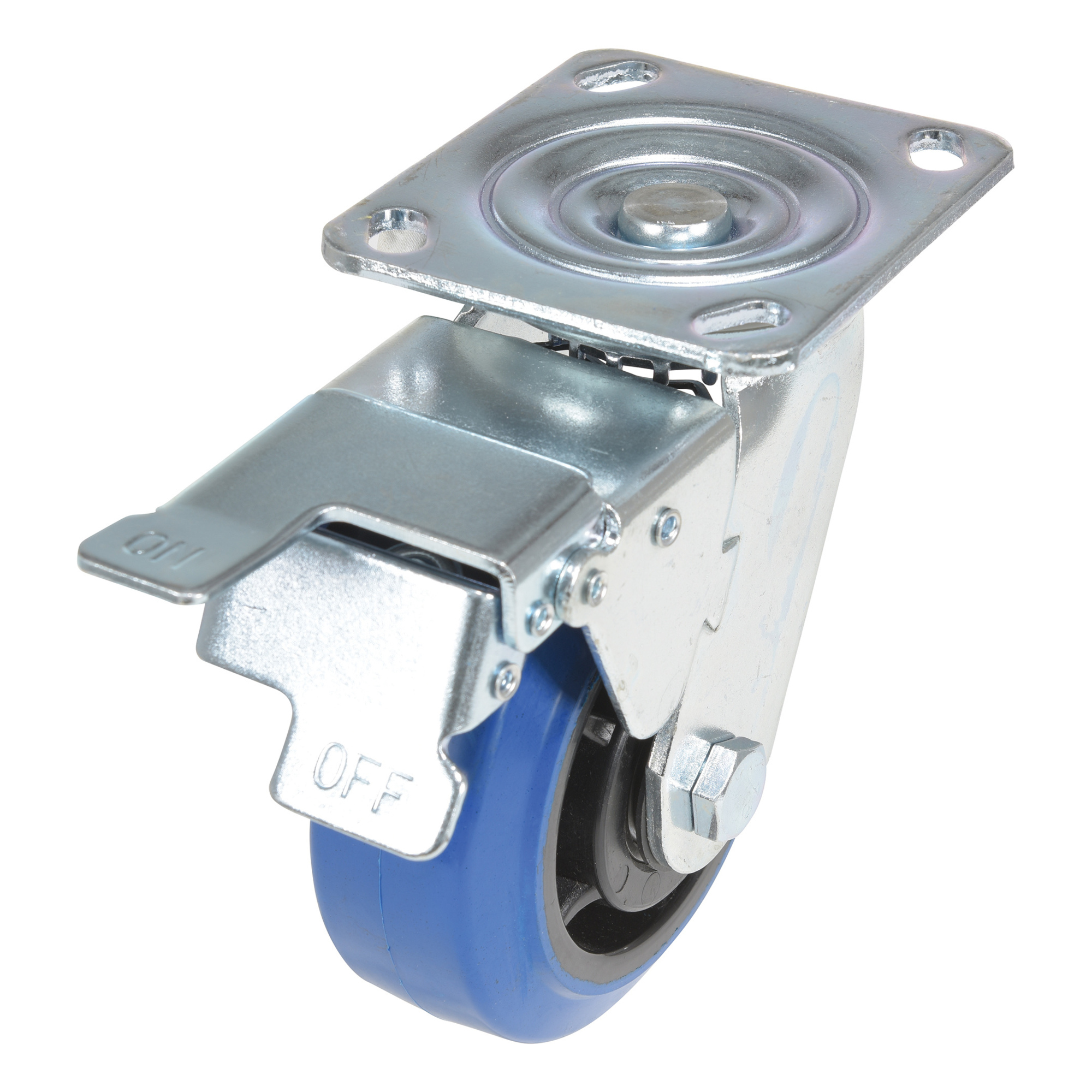 Vestil Elastic Rubber Swivel With Total Brake Caster 5 In. Diameter x 2 In. Width 550 Lb. Capacity Blue/Black