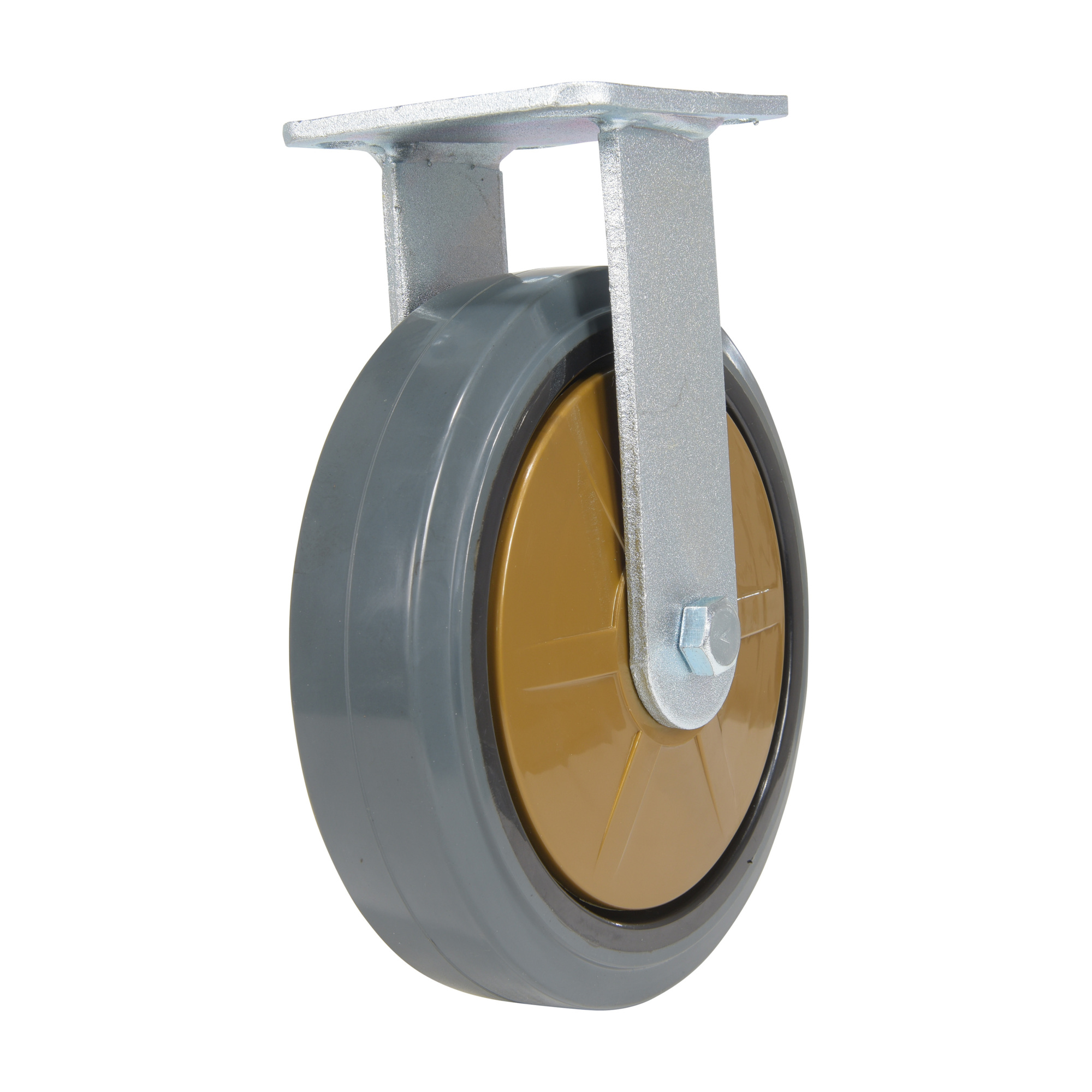Vestil Rubber Rigid Caster 8 In. Diameter x 2 In. Width 881 Lb. Capacity Dark Gray/Gold