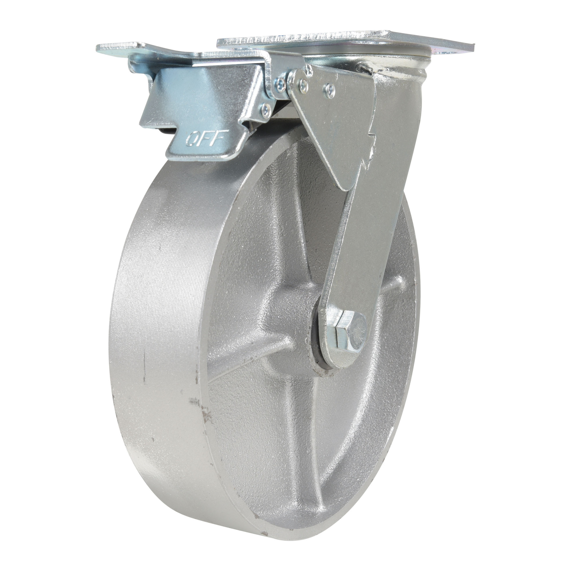 Vestil Swivel Caster - 8in., Cast Iron, Chemical and Moisture Resistant, Zinc Plated, Model# CST-VE-8X2CI-SWTB