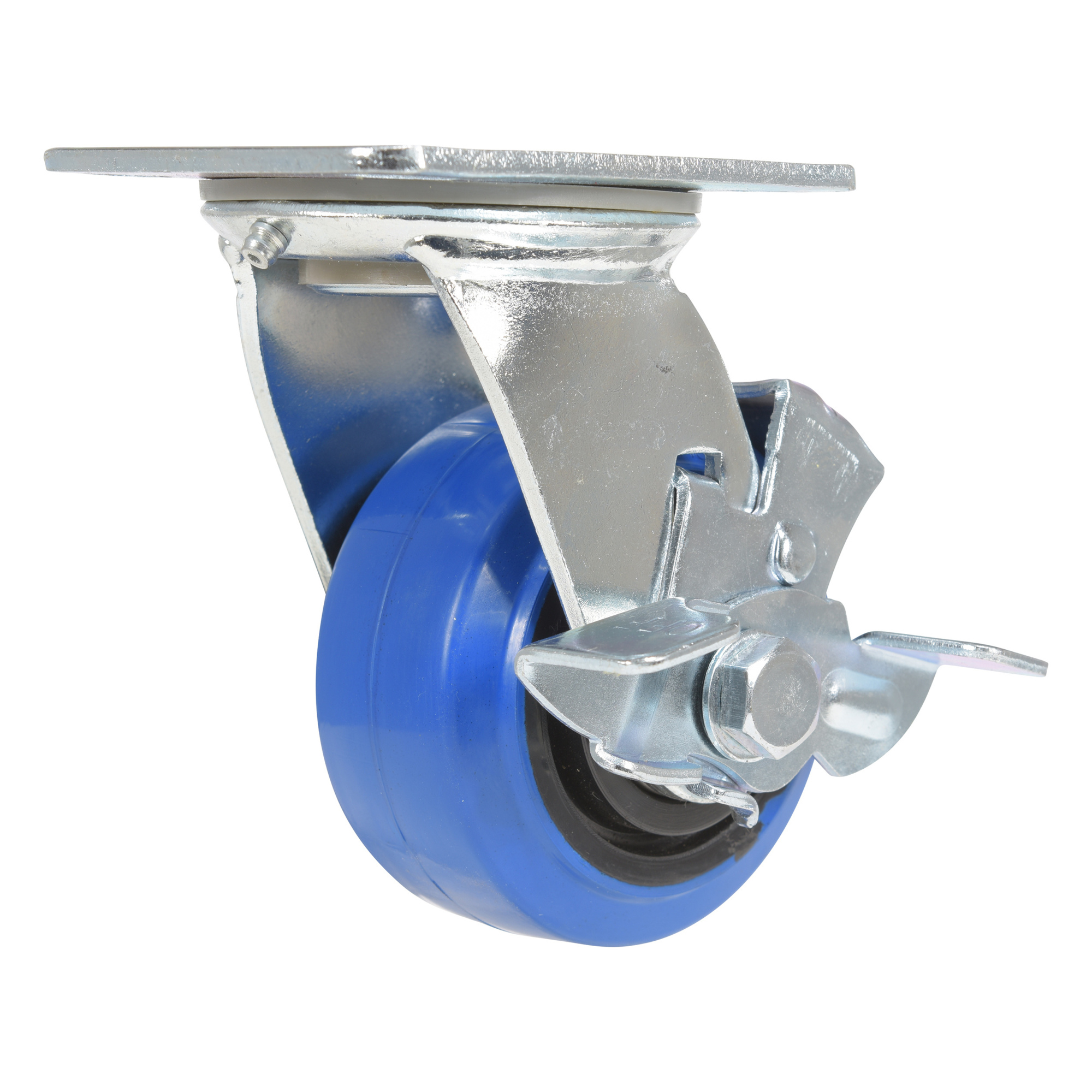 Vestil Elastic Rubber Swivel Caster with Brake - 4in. Diameter, Zinc Plated, Model# CST-BB-4X2ER-SWB