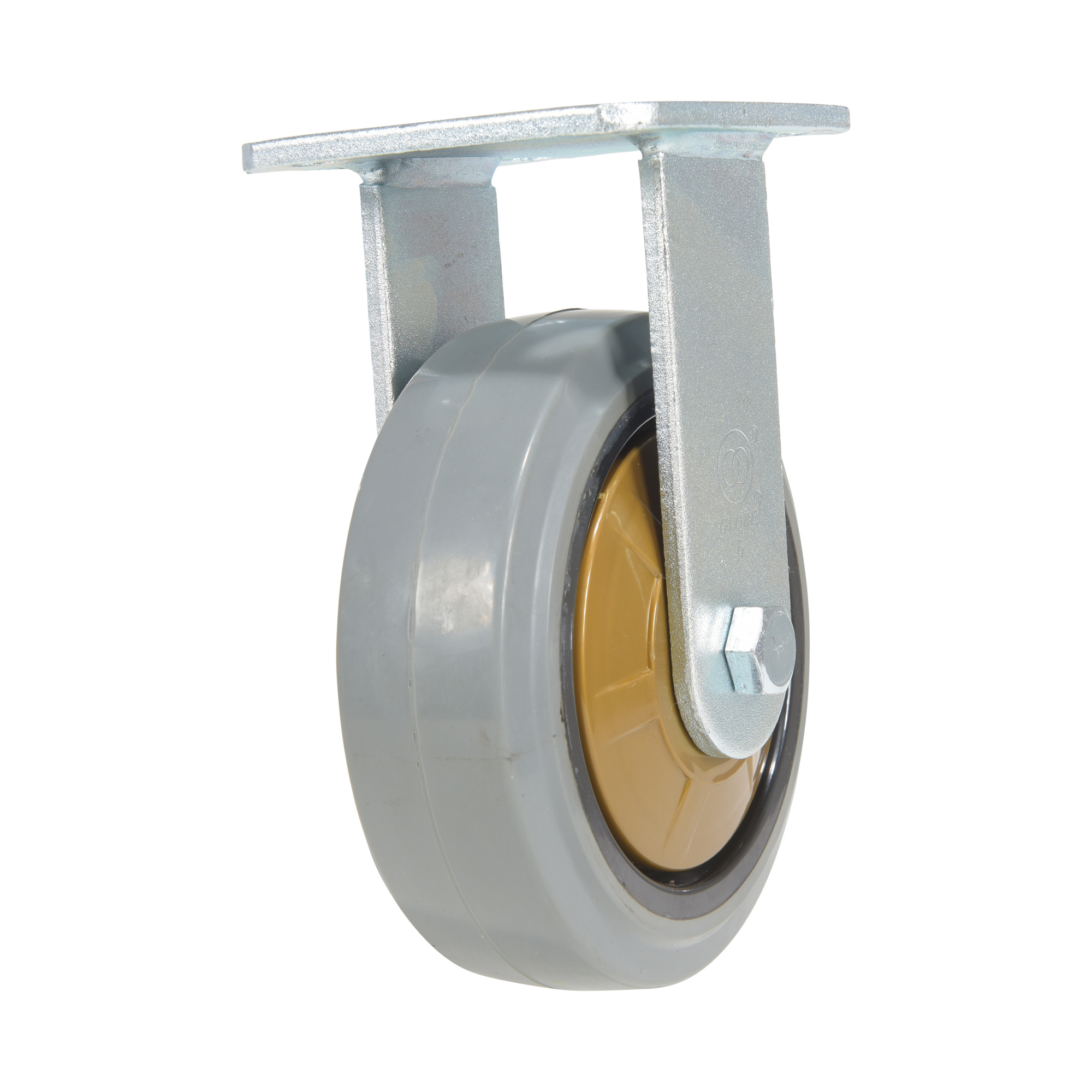 Vestil Rubber Rigid Caster 6 In. Diameter x 2 In. Width 771 Lb. Capacity Dark Gray/Gold