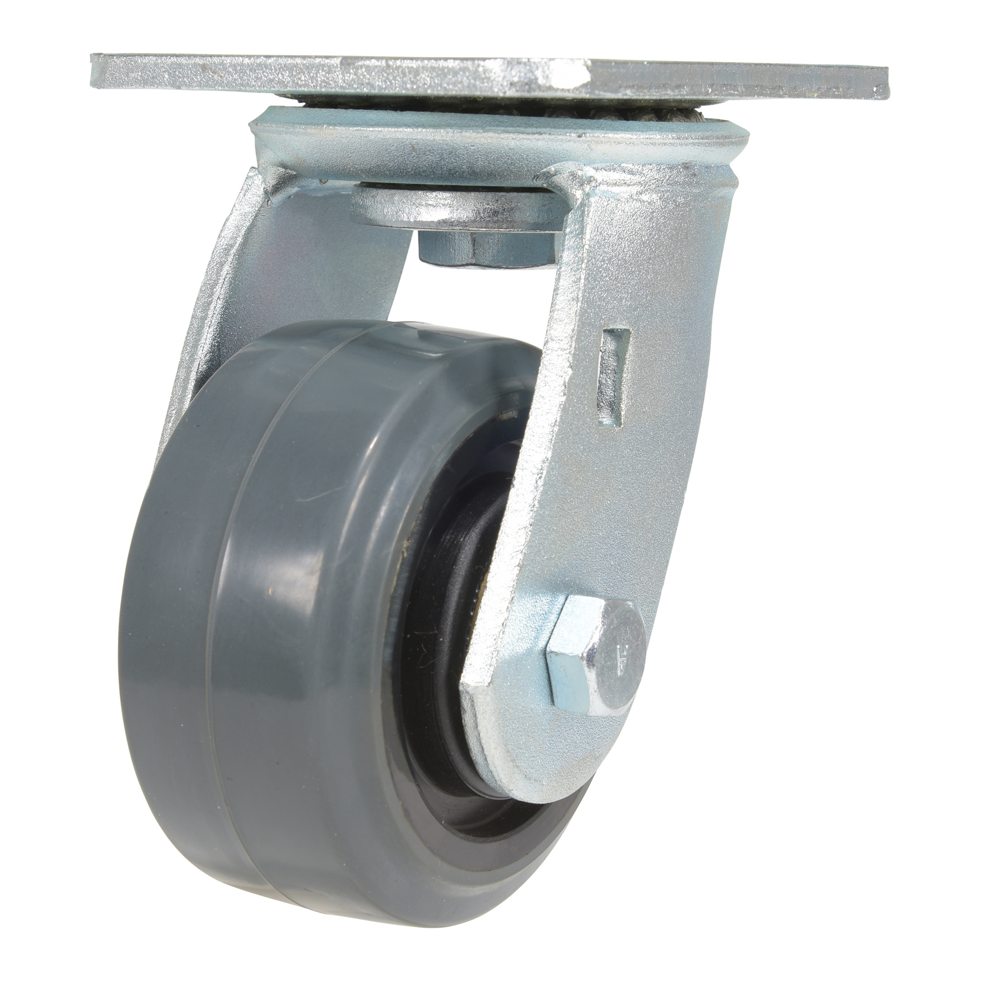 Vestil Rubber Swivel Caster - 4in. x 2in., 551-Lb. Capacity, Non-Marking, Gray, Model# CST-KSM-4X2MR-S