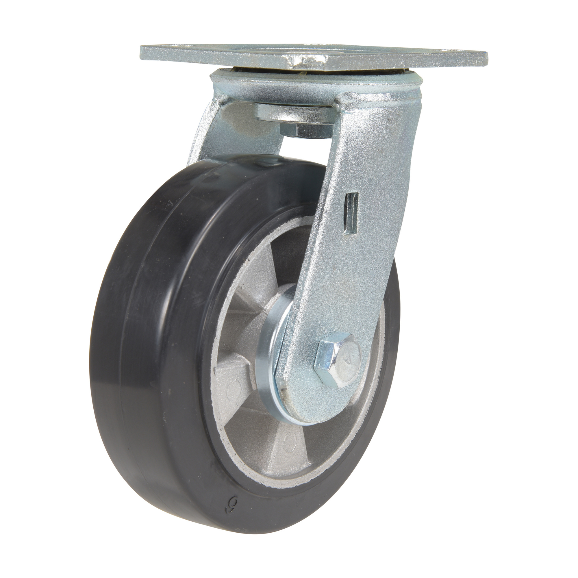 Vestil Rubber Rigid Caster 6 In. Diameter x 2 In. Width 771 Lb. Capacity Black/Gray