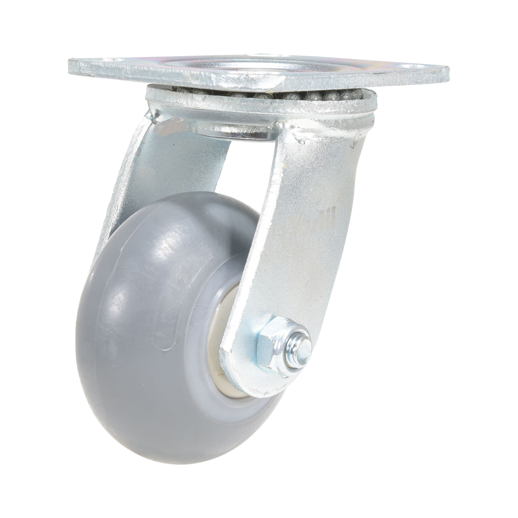 Vestil Rubber Swivel Caster - 4in. x 2in., 485-Lb. Capacity, Thermoplastic Rubber, Gray, Model# CST-VE-4X2TPR-S