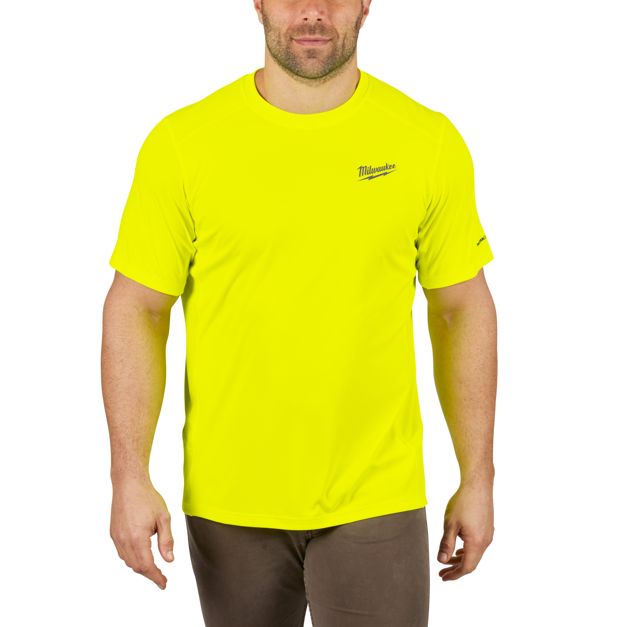 Milwaukee WORKSKIN Lightweight Performance Shirt, Short Sleeve, High-Visibility Yellow, Large, Model# 414HV-L