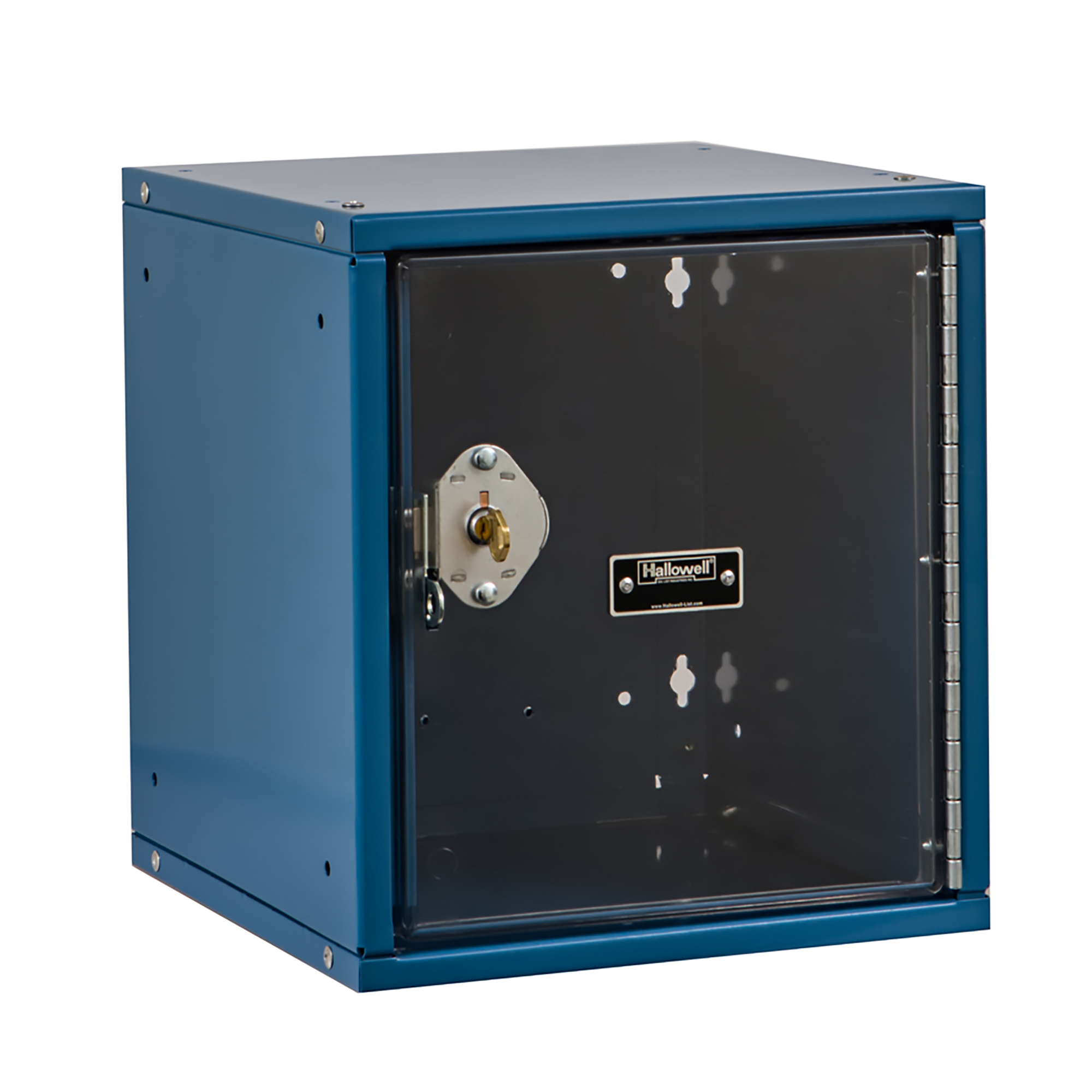 Hallowell, Cubix Modular Locker With SVP Door, Built-In Key Lock, Height 12.6875 in, Width 11.3125 in, Color Blue, Model# HC121212-1SVP-K-MB