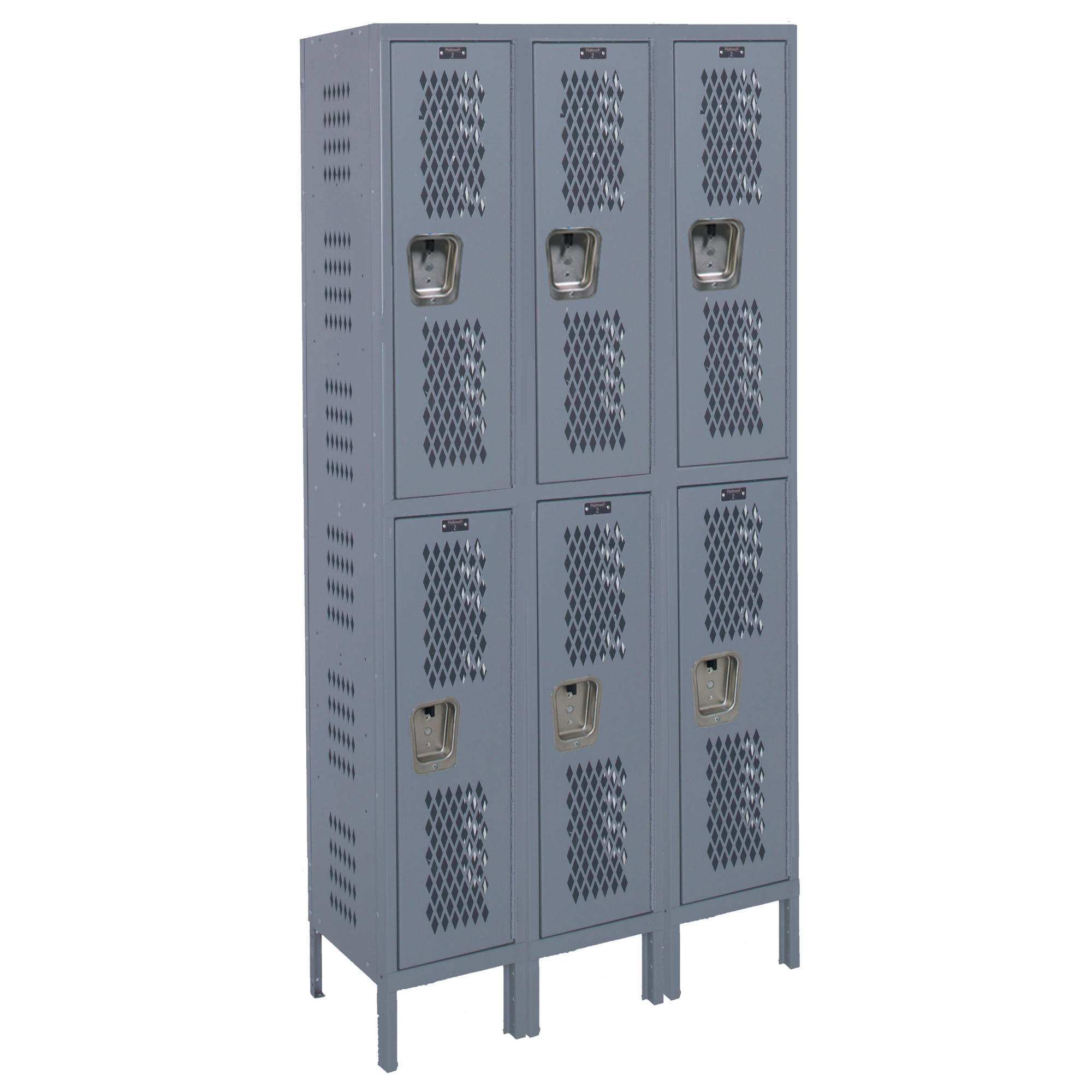 Hallowell, Double Tier Heavy-Duty Ventilated Locker, Height 78 in, Width 45 in, Color Dark Gray, Model# U3588-2HV-A-HG