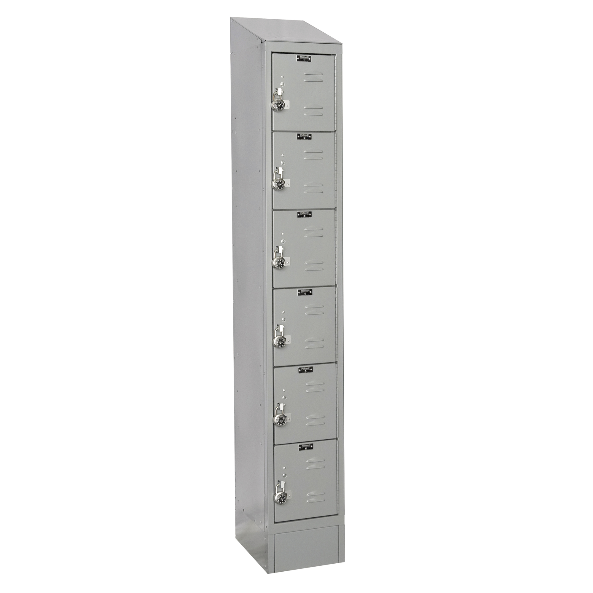 Hallowell, Six Tier ReadyBuilt Locker, Height 83 in, Width 12 in, Color Gray, Model# URB1258-6ASB-PL