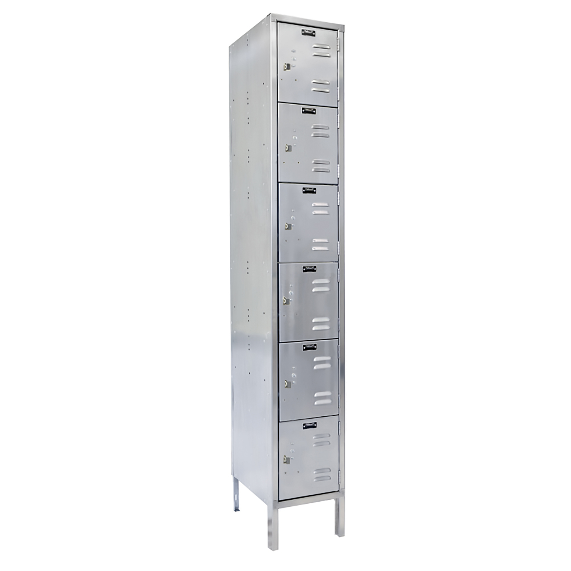 Hallowell, Six Tier Stainless Steel Locker, Height 78 in, Width 18 in, Color Silver, Model# USS1888-6A
