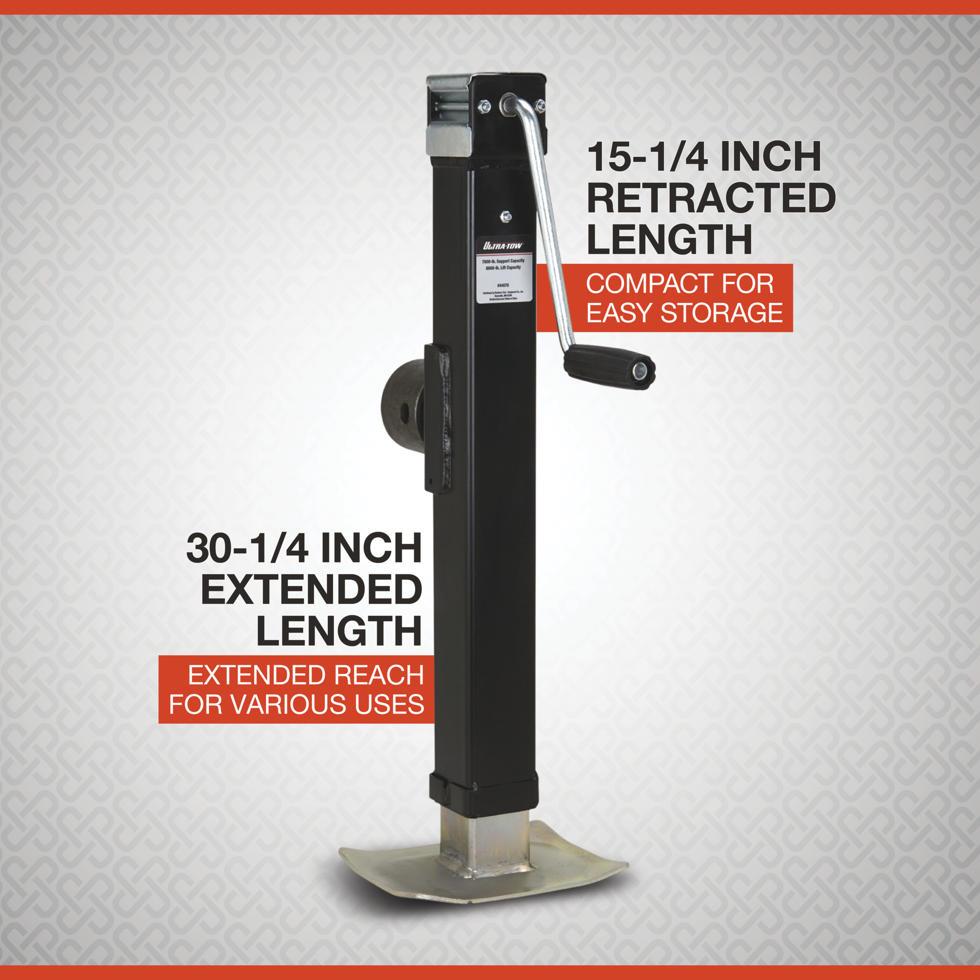 Ultra-tow Sidewind Square Tube-mount Jack, 5000-lb. Lift Capacity 