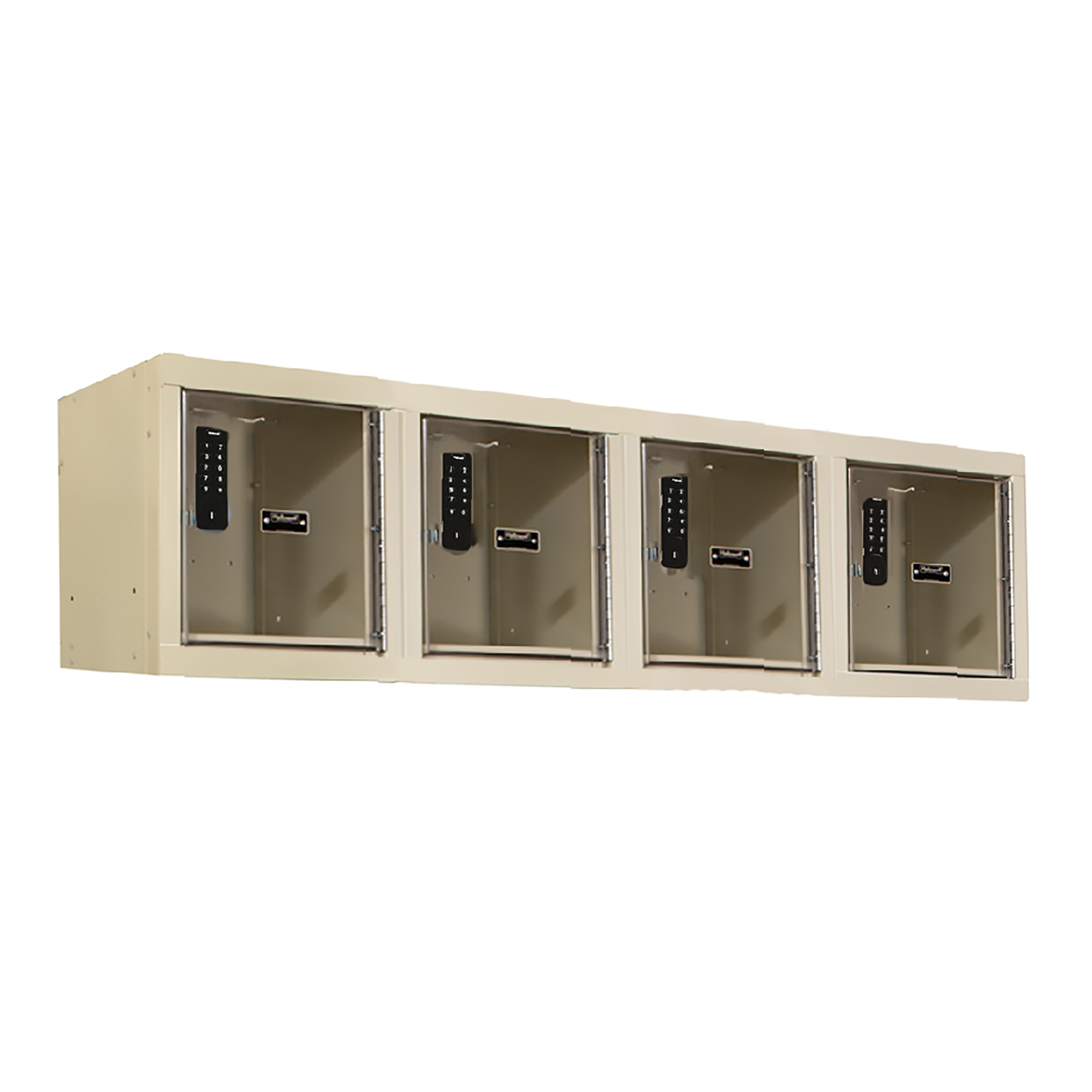 Hallowell, DigiTech 4-person Safety-View Plus Locker, Height 14.75 in, Width 48 in, Color Tan, Model# UESVP1482-4WM-PT