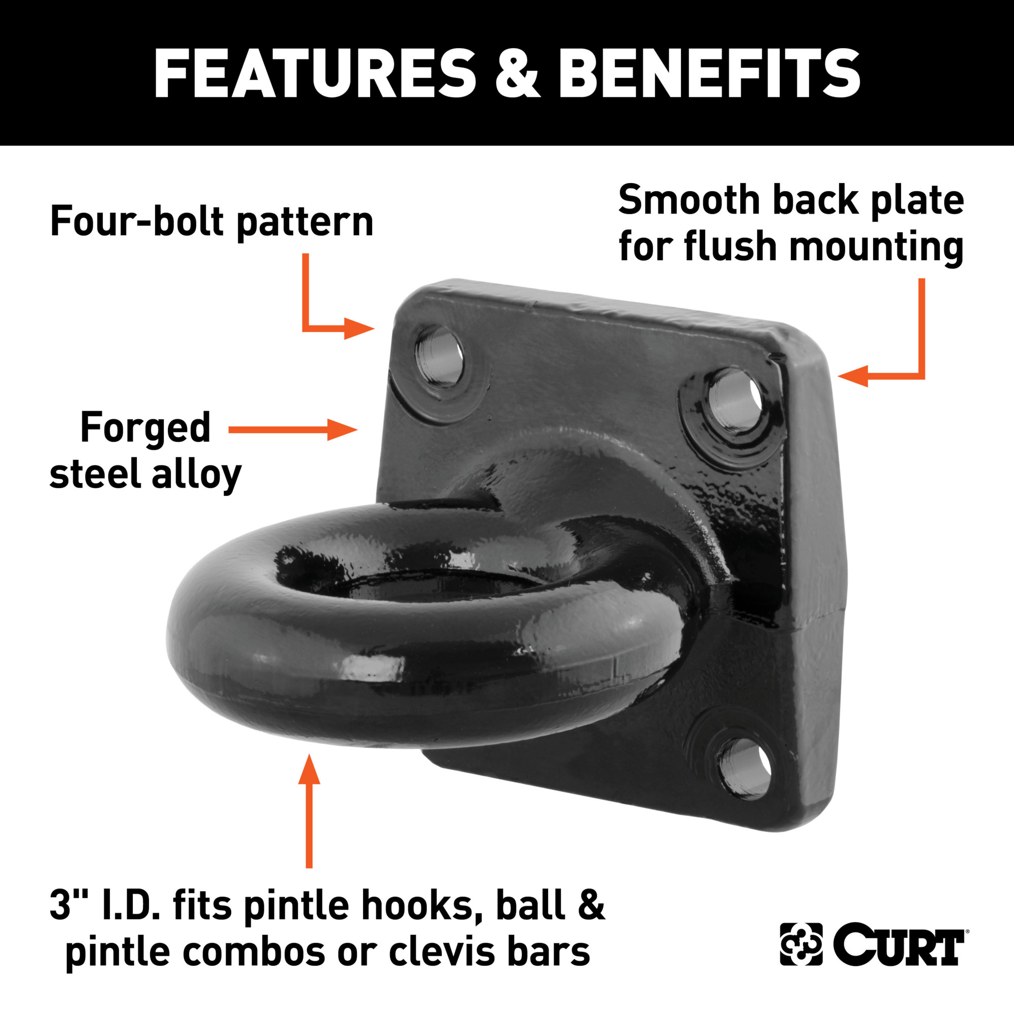 Curt Manufacturing Pintle Mount Lunette Eye, 60,000lb. Capacity, Model ...