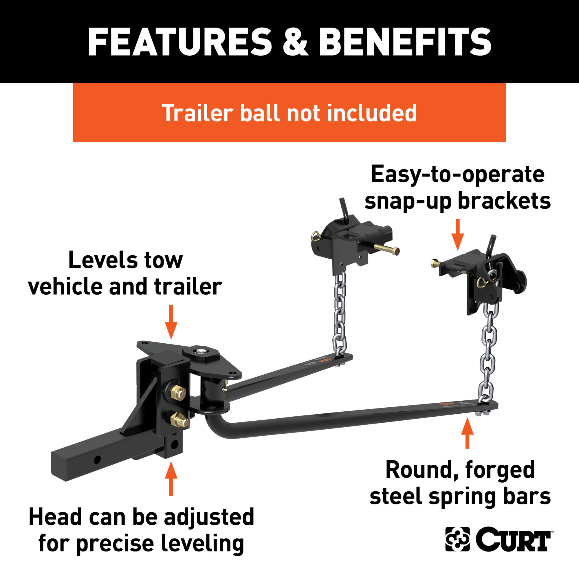 Curt Manufacturing, MV Round Bar Weight Distribution Hitch, Material ...