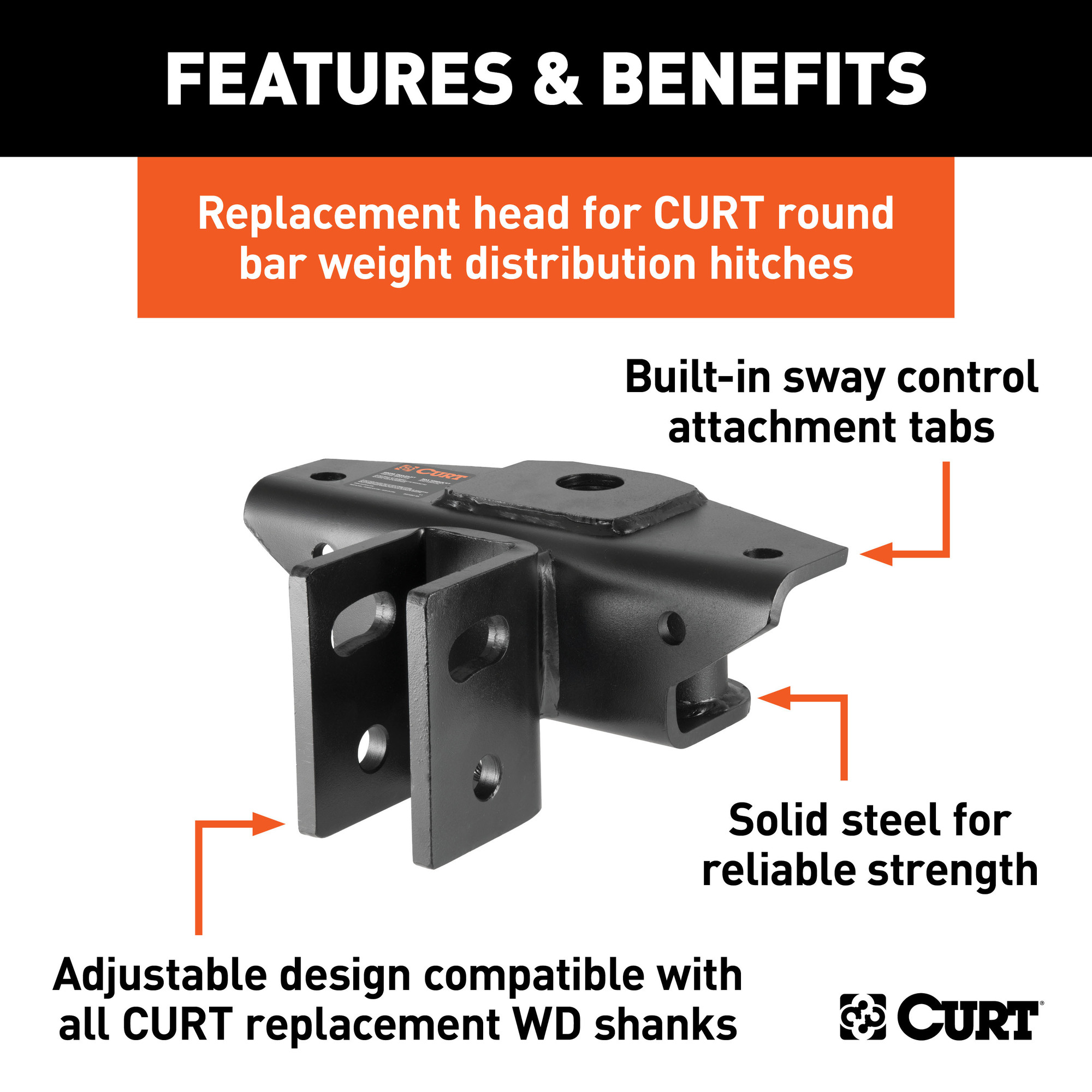 Curt Manufacturing Replacement Round Bar Weight Distribution Head