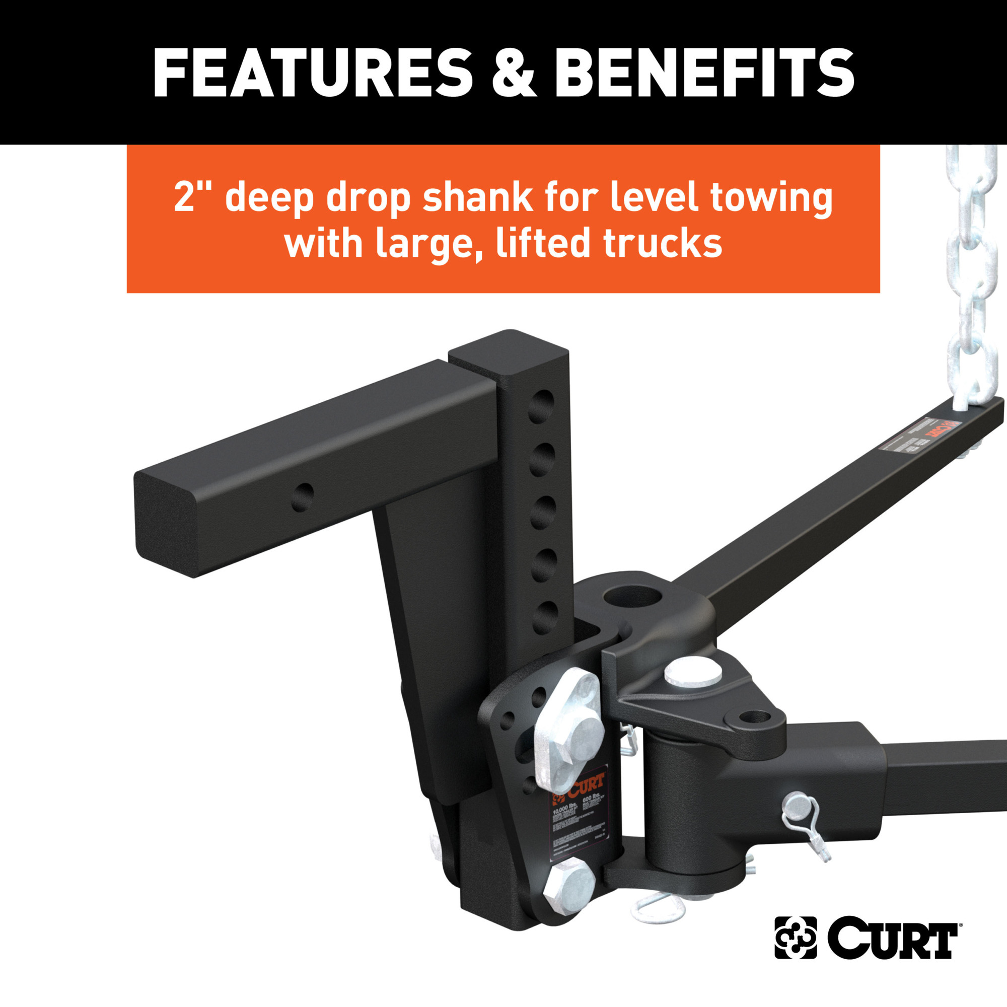 Curt Manufacturing Deep Drop Trunnion Bar Weight Distribution Hitch